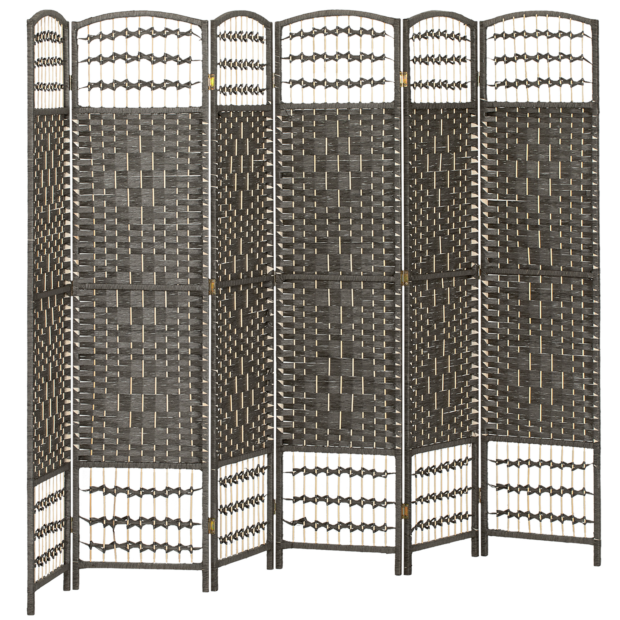 6 Panel Folding Room Divider Portable Privacy Screen Wave Fiber Room Partition for Home Office Brown (Drop Shipping Only, Not for Amazon)