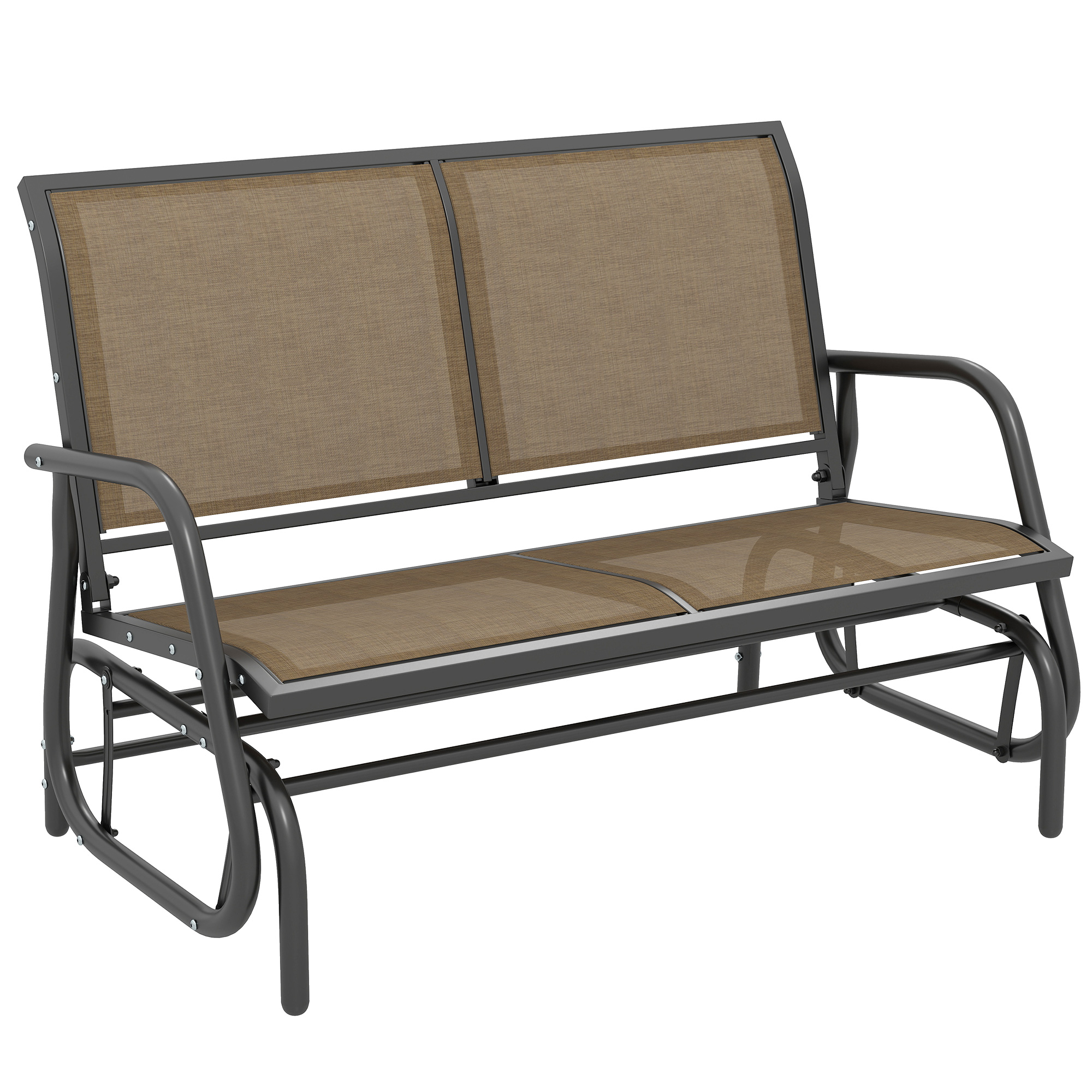 2-Person Outdoor Glider Bench, Patio Double Swing Rocking Chair Loveseat with Steel Frame, Light Mixed Brown (Drop Shipping Only, Not for Amazon)