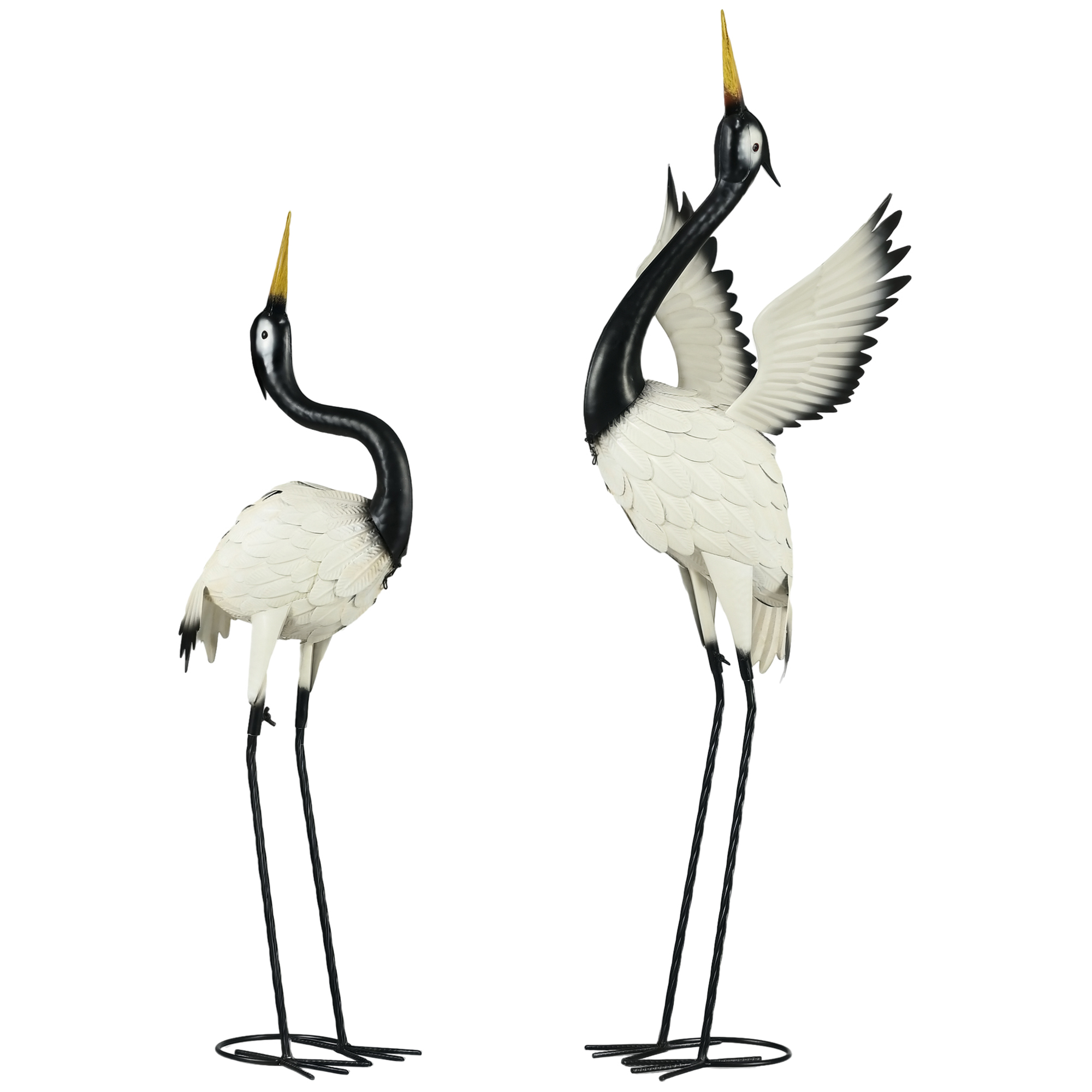 Set of 2 Garden Sculptures, Heron Garden Statues for Lawn, Patio, Backyard Decoration, 35.5