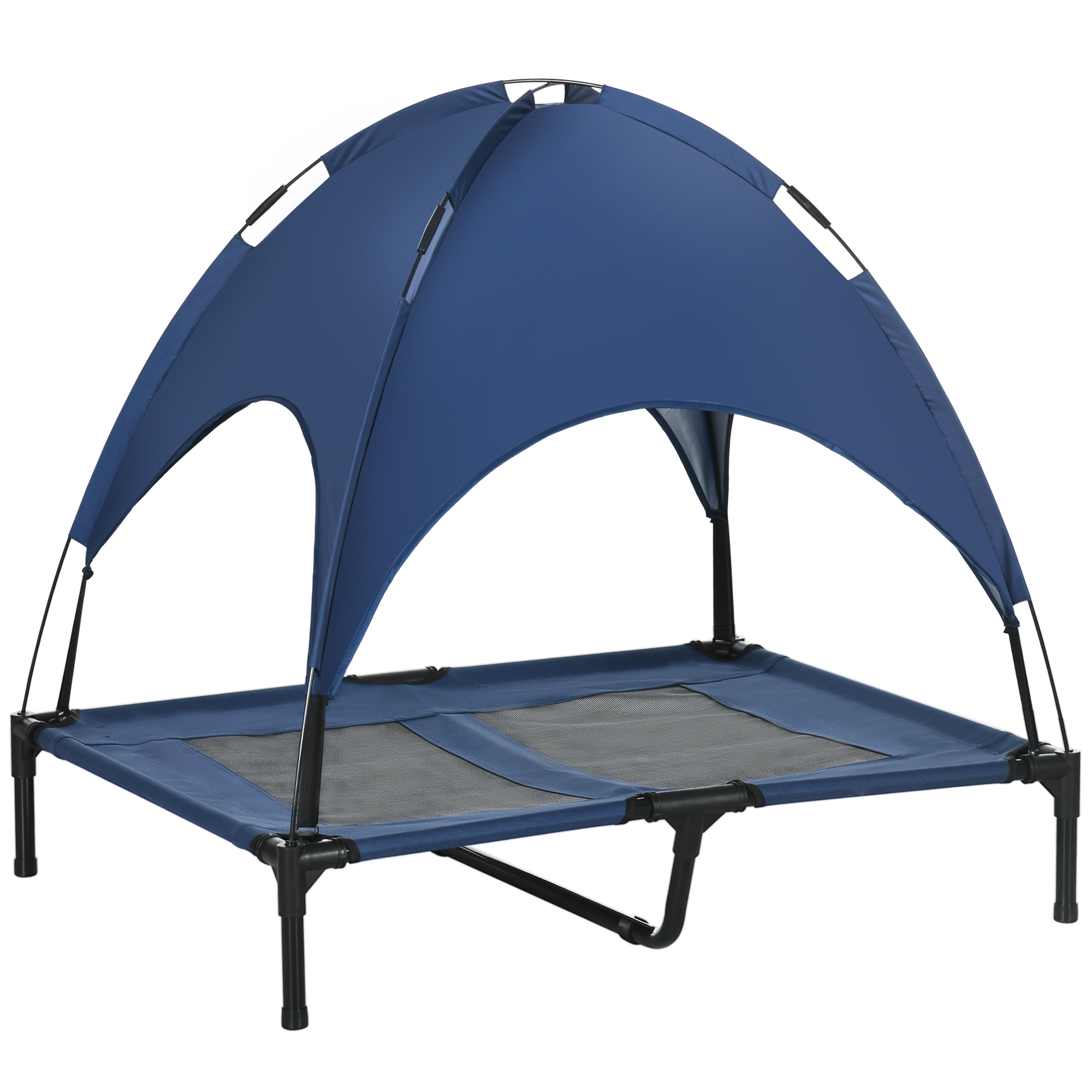 Elevated Portable Dog Cot Pet Bed with UV Protection Canopy Shade, 36 inch, Dark Blue (Drop Shipping Only, Not for Amazon)