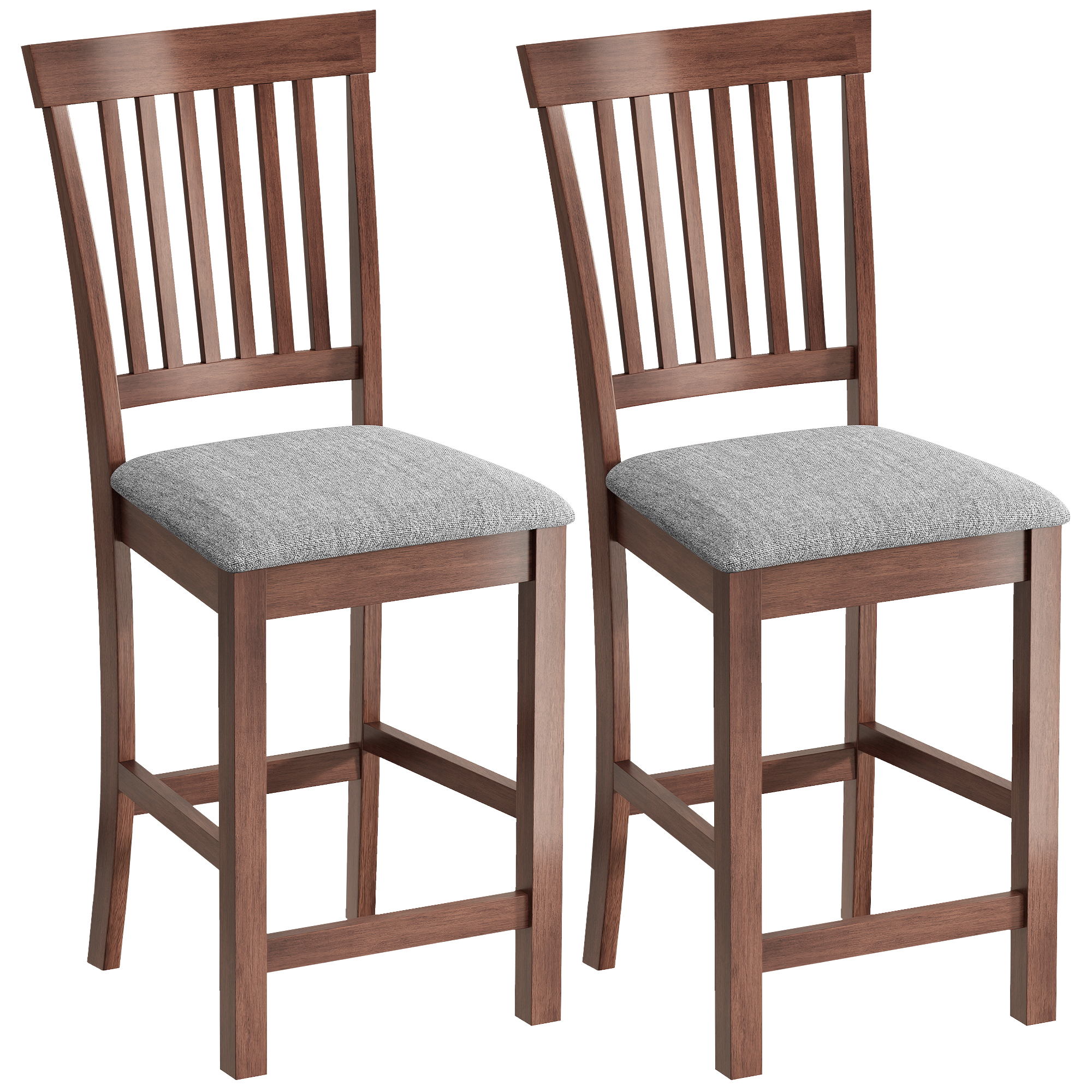 Counter Height Bar Stools with Padded Seat, High Back Kitchen Chairs Set of 2 for Dining Room, Gray and Dark Brown (Drop Shipping Only, Not for Amazon)