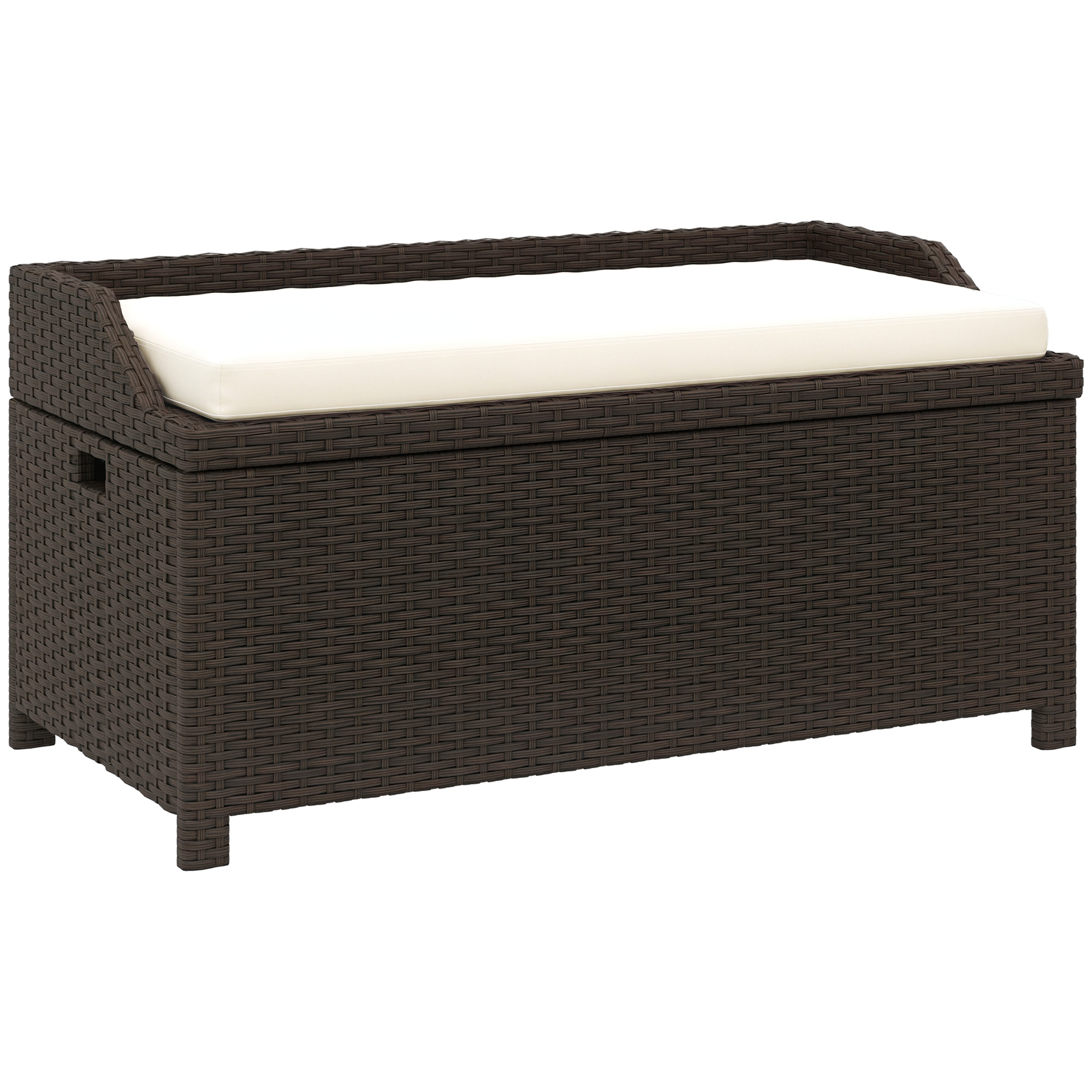 Outdoor Wicker Storage Bench with Storage & Cushion, Blue (Drop Shipping Only, Not for Amazon)