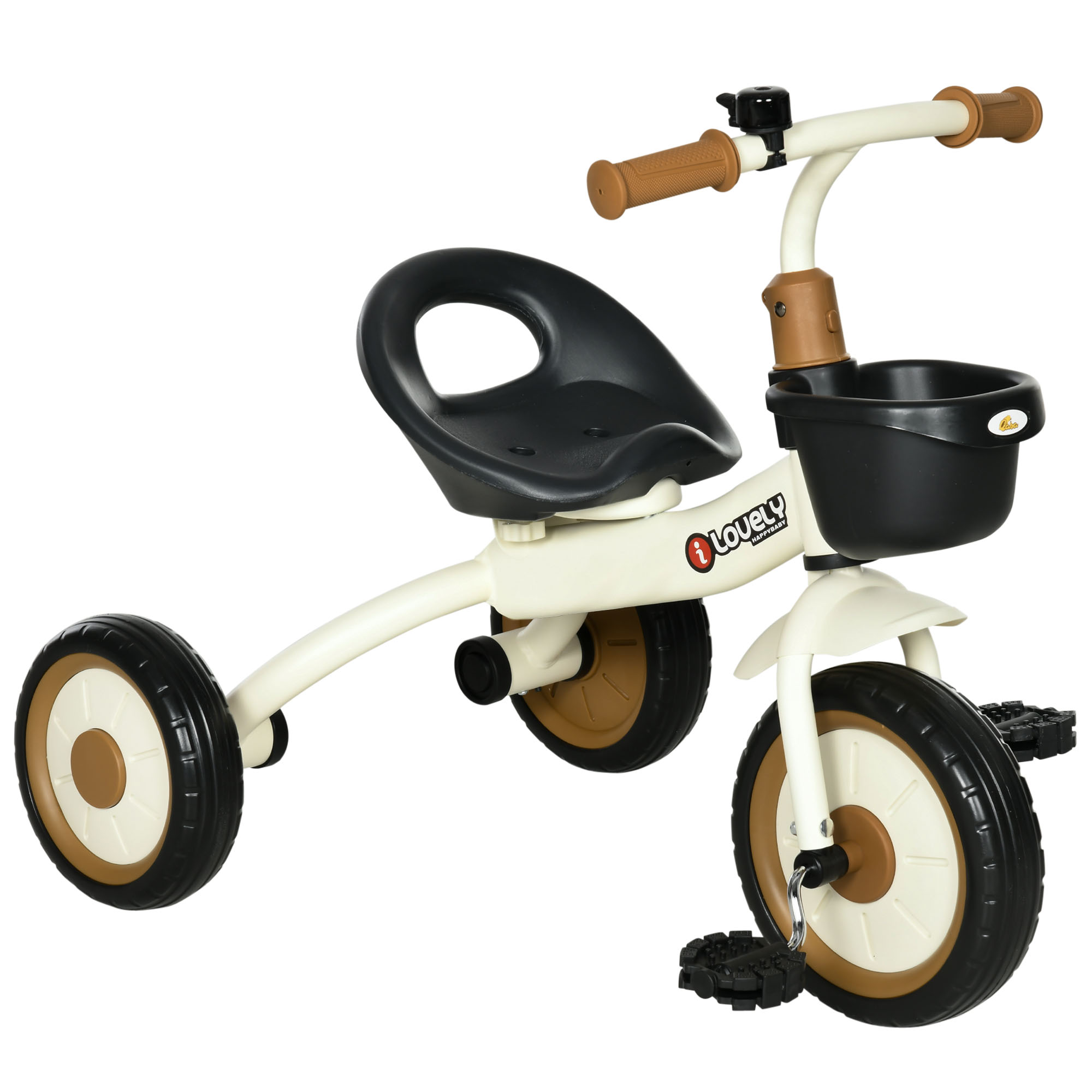 Kids Trike, Tricycle, with Adjustable Seat, Basket, Bell, for Ages 2-5 Years - White (Drop Shipping Only, Not for Amazon)