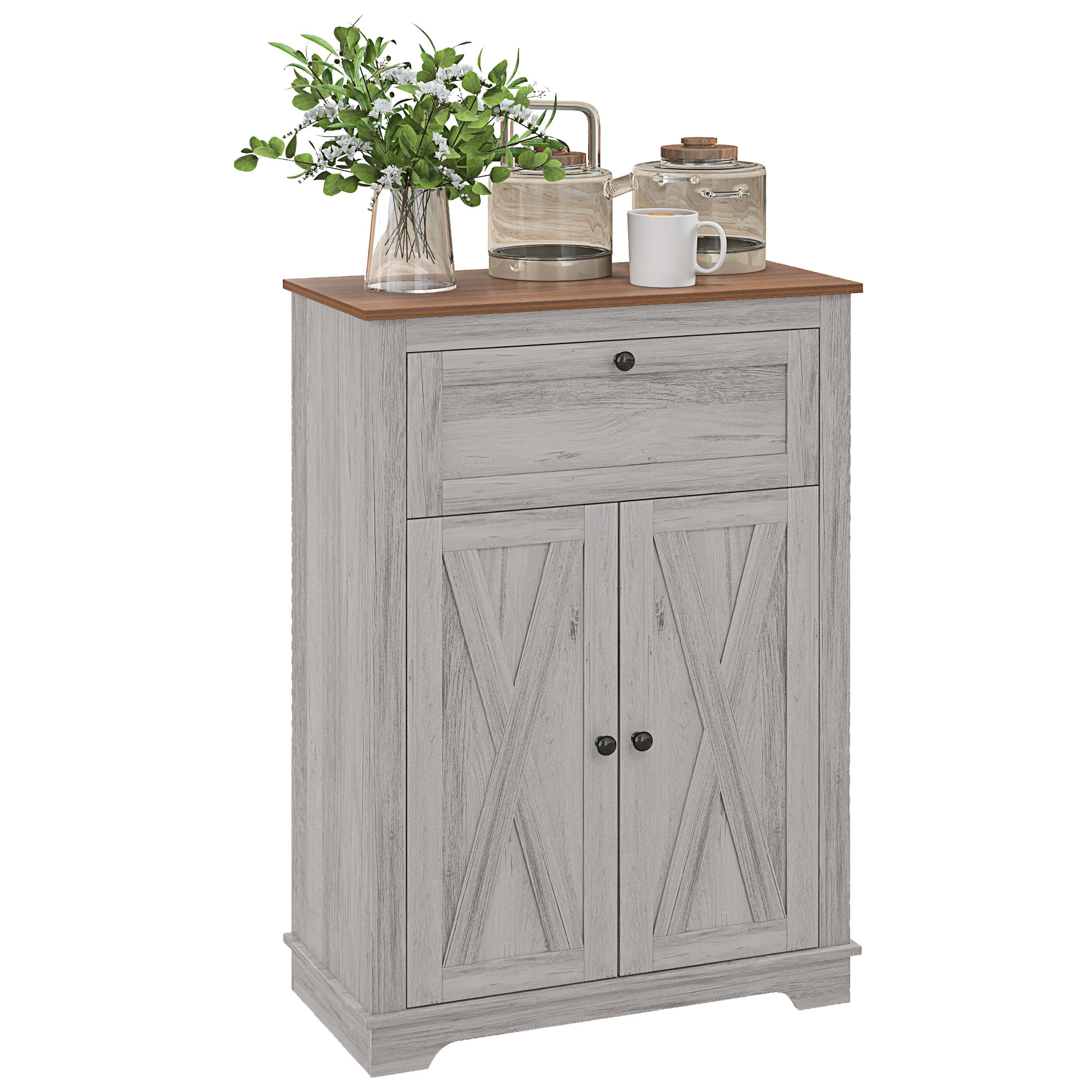 Farmhouse Sideboard Storage Cabinet with Doors and Drawer for Kitchen, Living room, 23.5