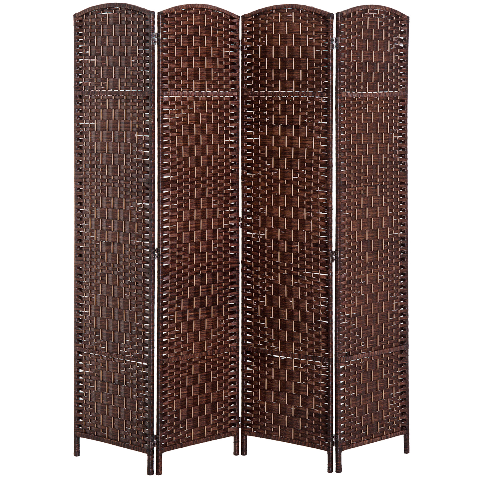 Room Divider 4 Panel, 6FT Tall Folding Privacy Screen, Freestanding Hand-Woven Partition for Room Separation with 360° Hinges, Paper Rope Diamond Weave, Brown (Drop Shipping Only, Not for Amazon)