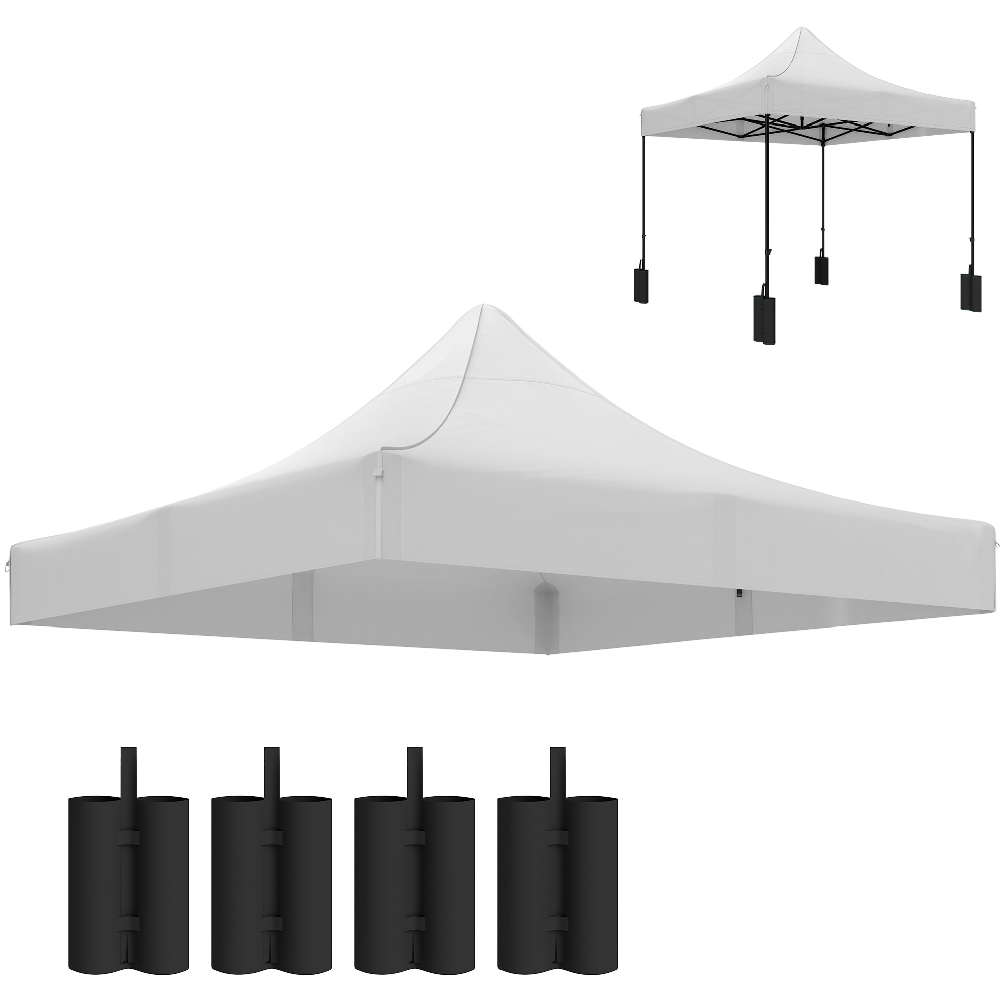 10' x 10' Replacement Canopy Top for Pop Up Canopy Tent with 4 Sand Bags, UPF50+ Protection, White (Drop Shipping Only, Not for Amazon)