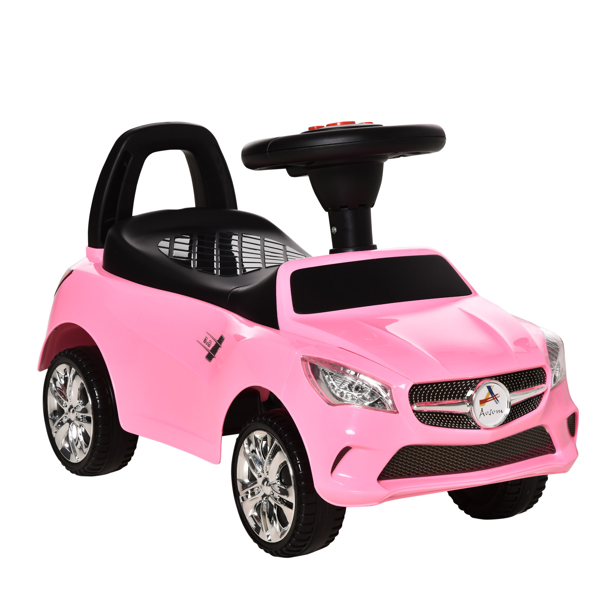Kids Ride On Push Car, Foot-to-Floor Walking Sliding Toy Car for Toddler with Working Horn, Music, Headlights and Storage, Black (Drop Shipping Only, Not for Amazon)