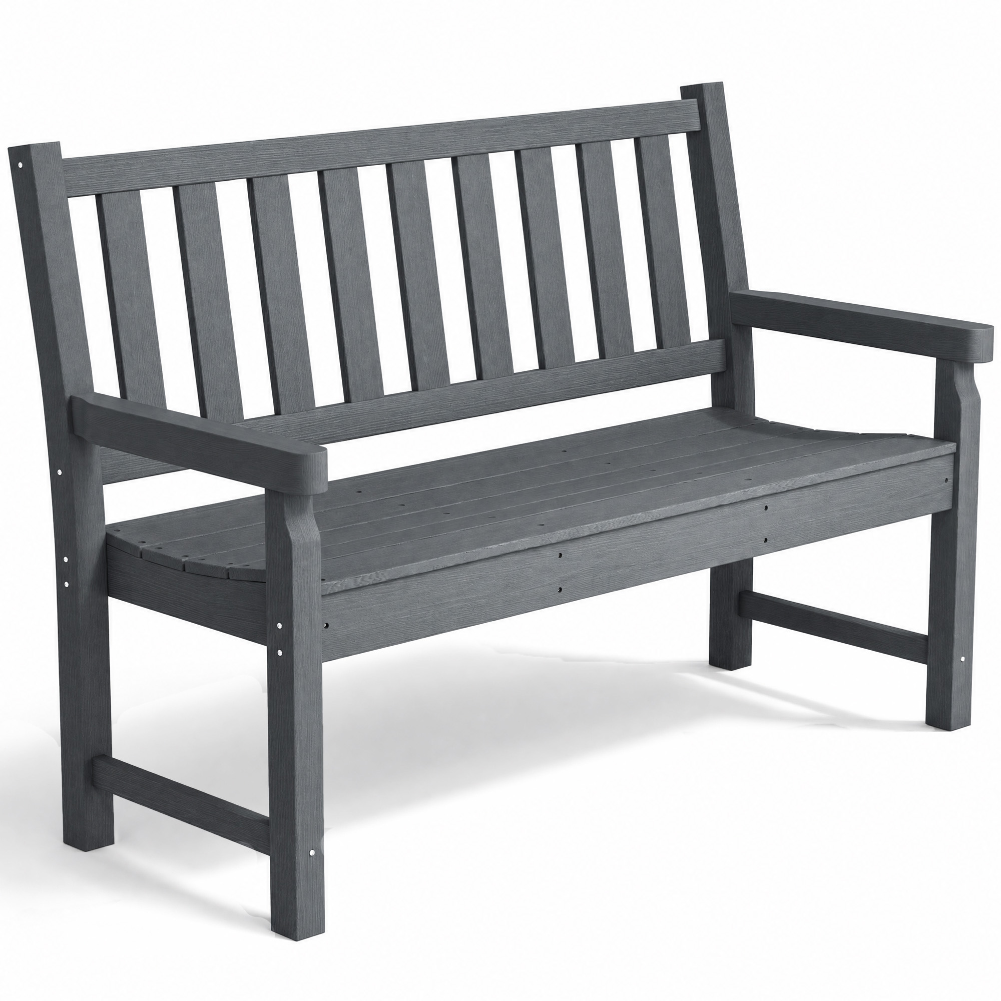 2-Person Garden Bench, HDPE Outdoor Bench with 530 lbs Capacity, Curved Seat for Backyard, Park, Porch, Lawn, Brown (Drop Shipping Only, Not for Amazon)