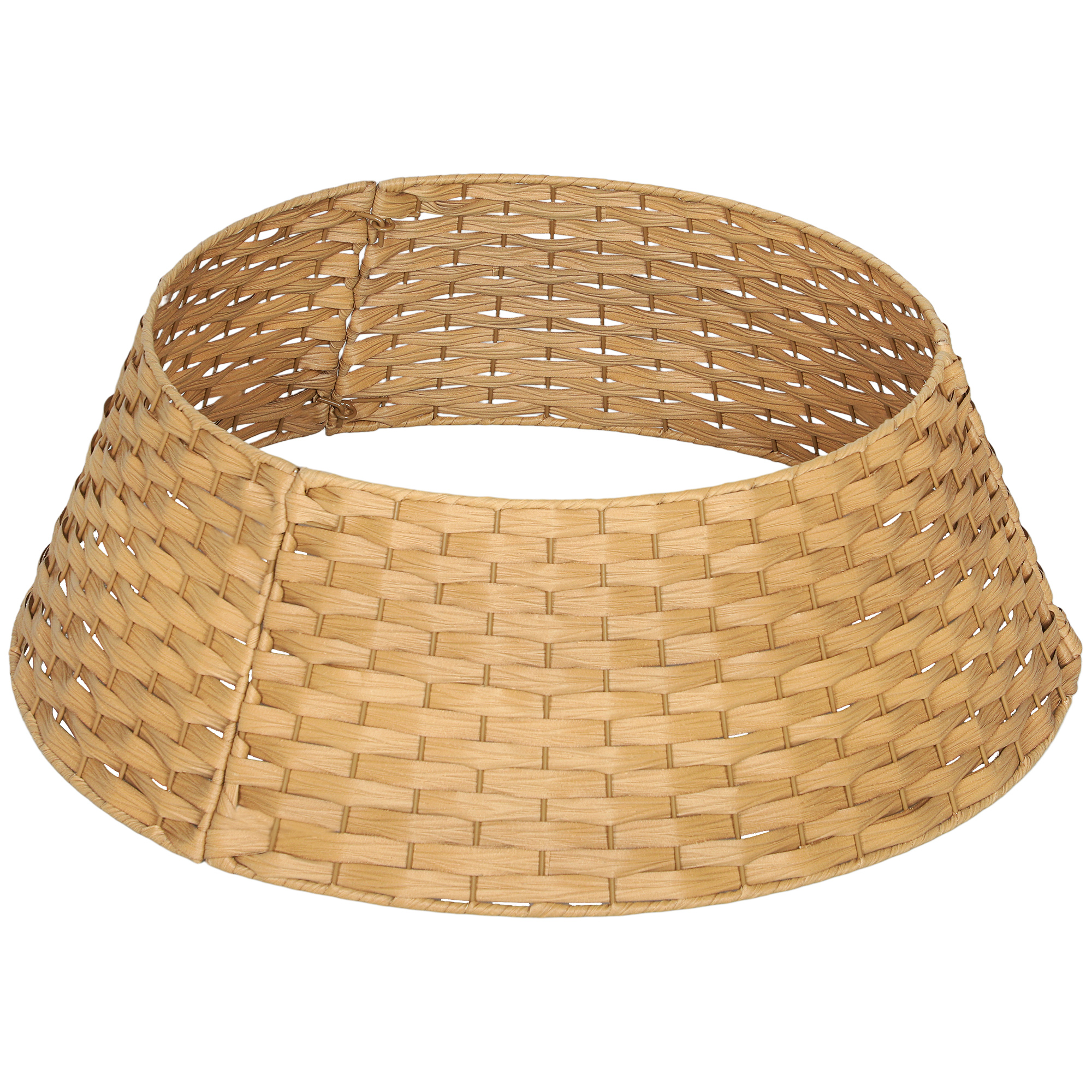27 inch Rustic Christmas Tree Skirt, Plastic Woven Christmas Tree Collar for Party, Holiday, Home Decoration, Natural (Drop Shipping Only, Not for Amazon)