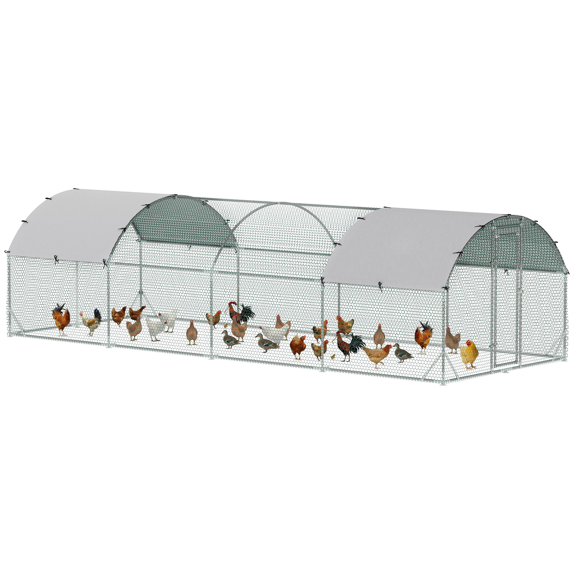 Walk In Chicken Run Galvanised Chicken Coop Hen Poultry House Cage Pet Playpen Garden with Water-Resist Covers (Drop Shipping Only, Not for Amazon)