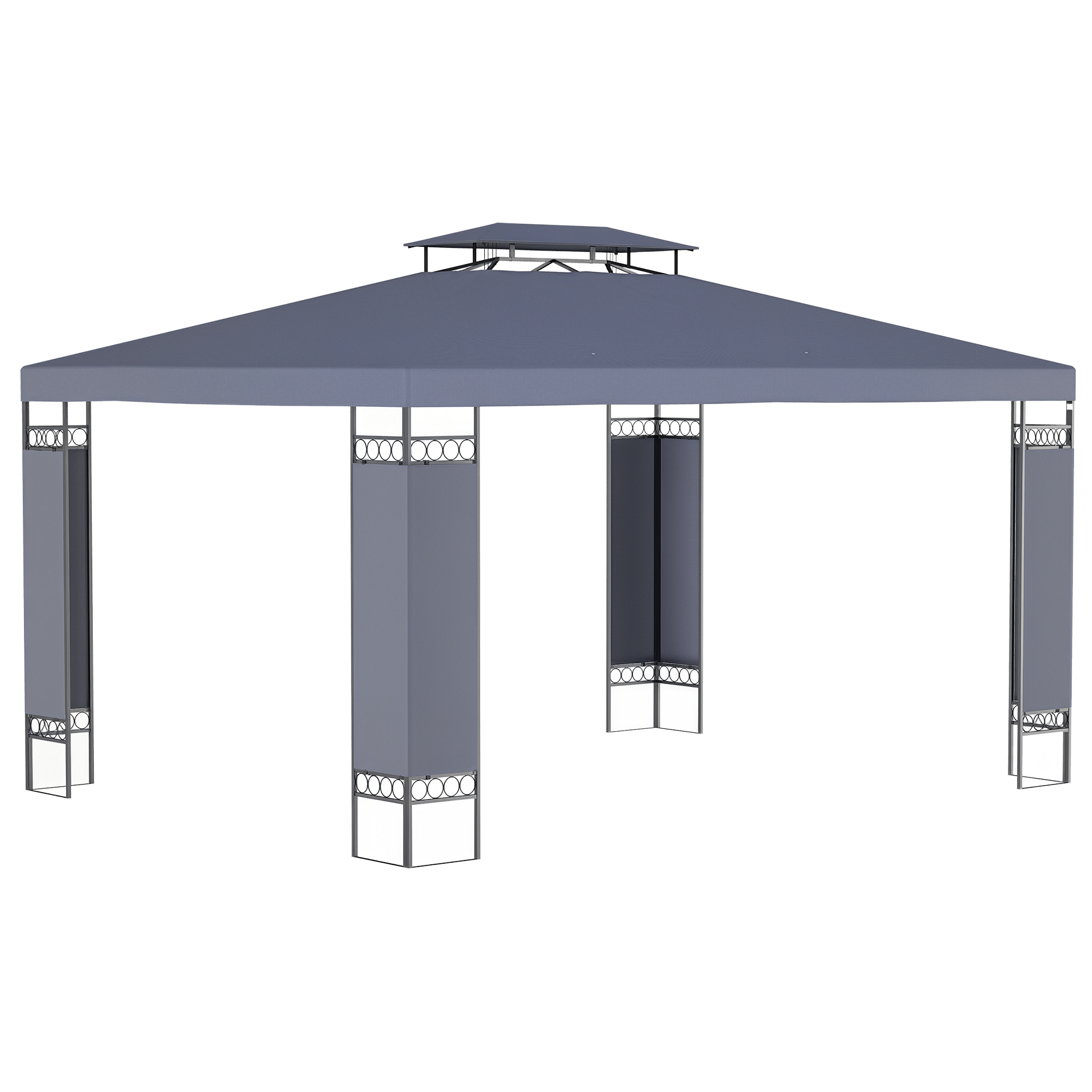 10' x 13' Patio Gazebo, Double Roof Outdoor Gazebo Canopy Shelter with Screen Decorate Corner Frame, for Garden, Lawn, Backyard and Deck, Gray (Drop Shipping Only, Not for Amazon)