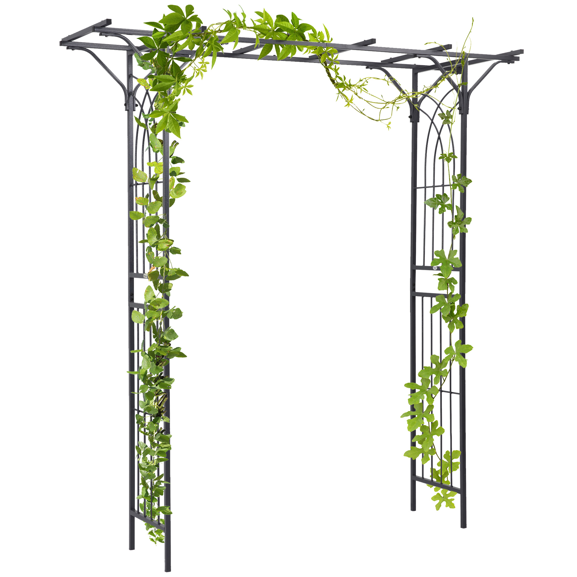 210cm Decorative Metal Garden Trellis Arch with Durable Steel Tubing & Elegant Scrollwork, Great for Weddings, Dark Gre (Drop Shipping Only, Not for Amazon)