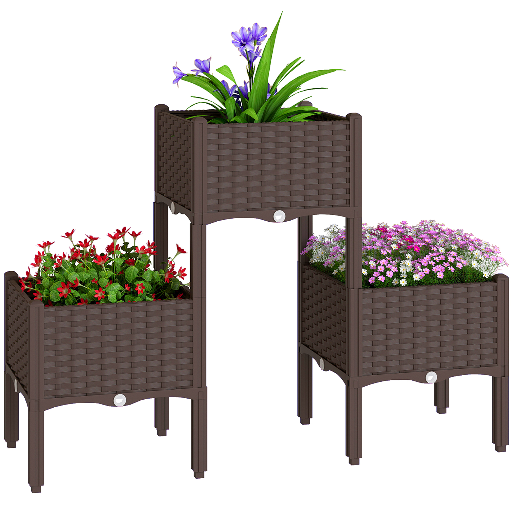 Plastic Raised Garden Bed with Legs, Self Watering Elevated Planter Boxes with Drainage Holes and Plugs, Easy Assembly (Drop Shipping Only, Not for Amazon)