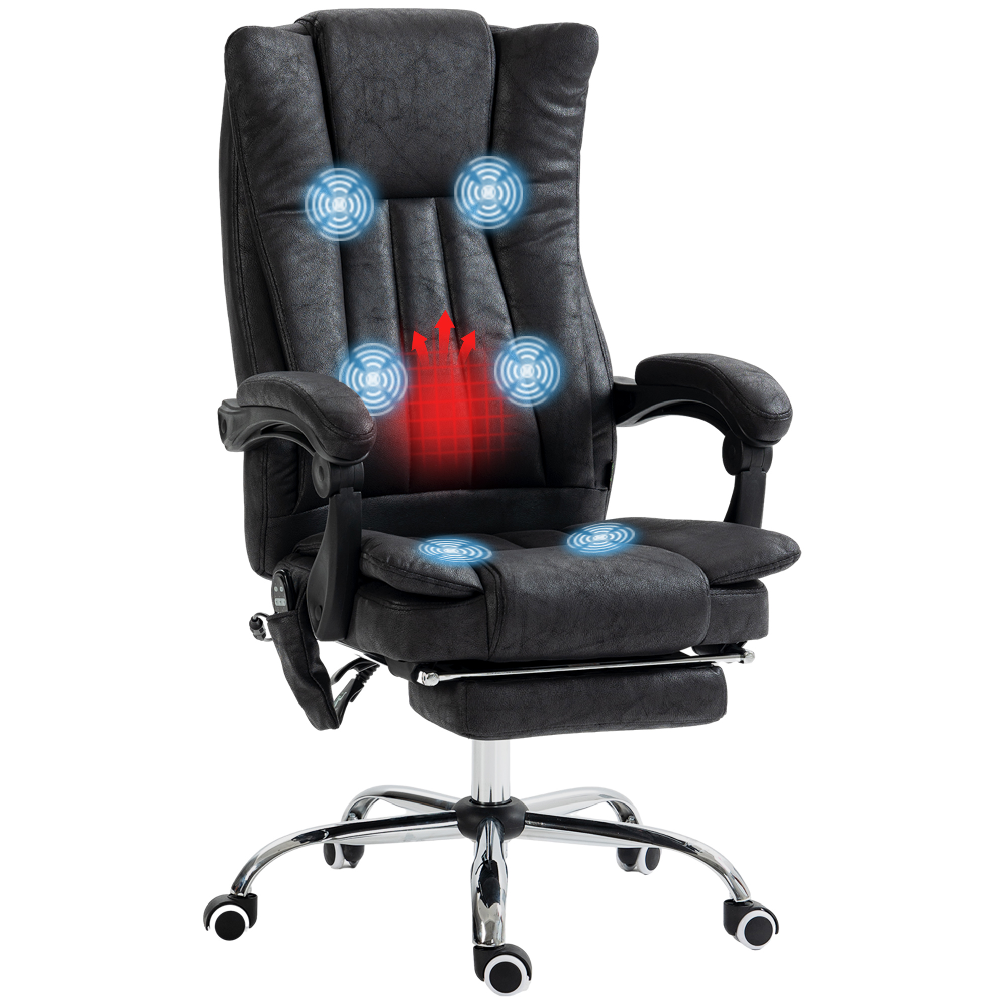Massage Office Chair, 6 Points and Heat, Reclining Computer Chair with High Back, Adjustable Height and Footrest, Black (Drop Shipping Only, Not for Amazon)