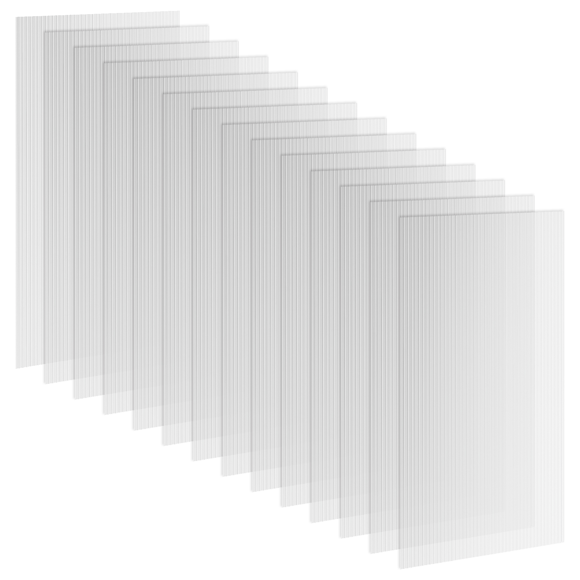 14 Pieces Polycarbonate Sheets, 121 x 61 x 0.4cm Twin-Wall Plastic Roofing Sheets, 10m² Replacement Greenhouse Panels, Waterproof and UV Protection, Clear (Drop Shipping Only, Not for Amazon)