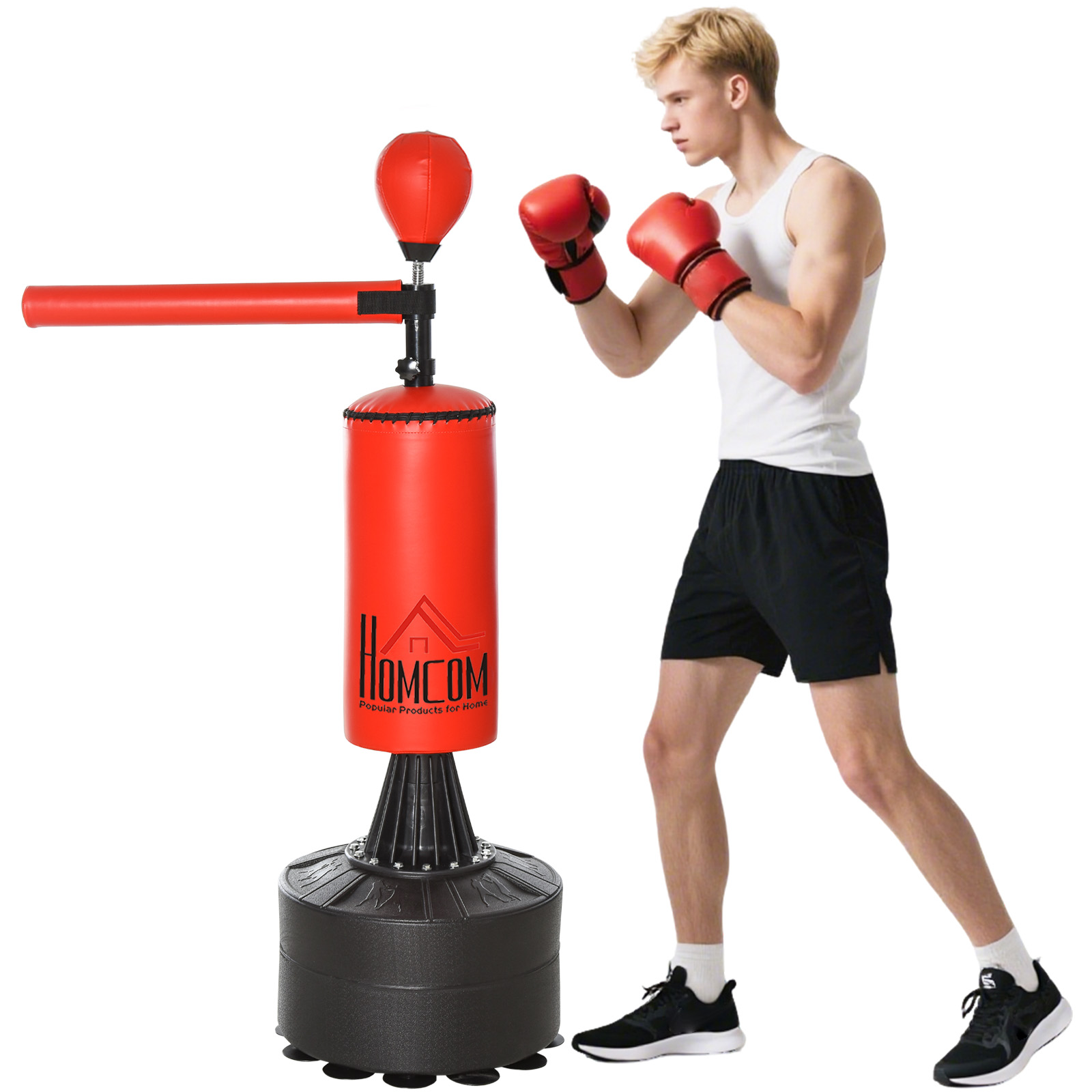 Boxing Bag, Freestanding Punching Bag with Speed Ball, Rotating Boxing Bar and Gloves, Weighted Base (Drop Shipping Only, Not for Amazon)