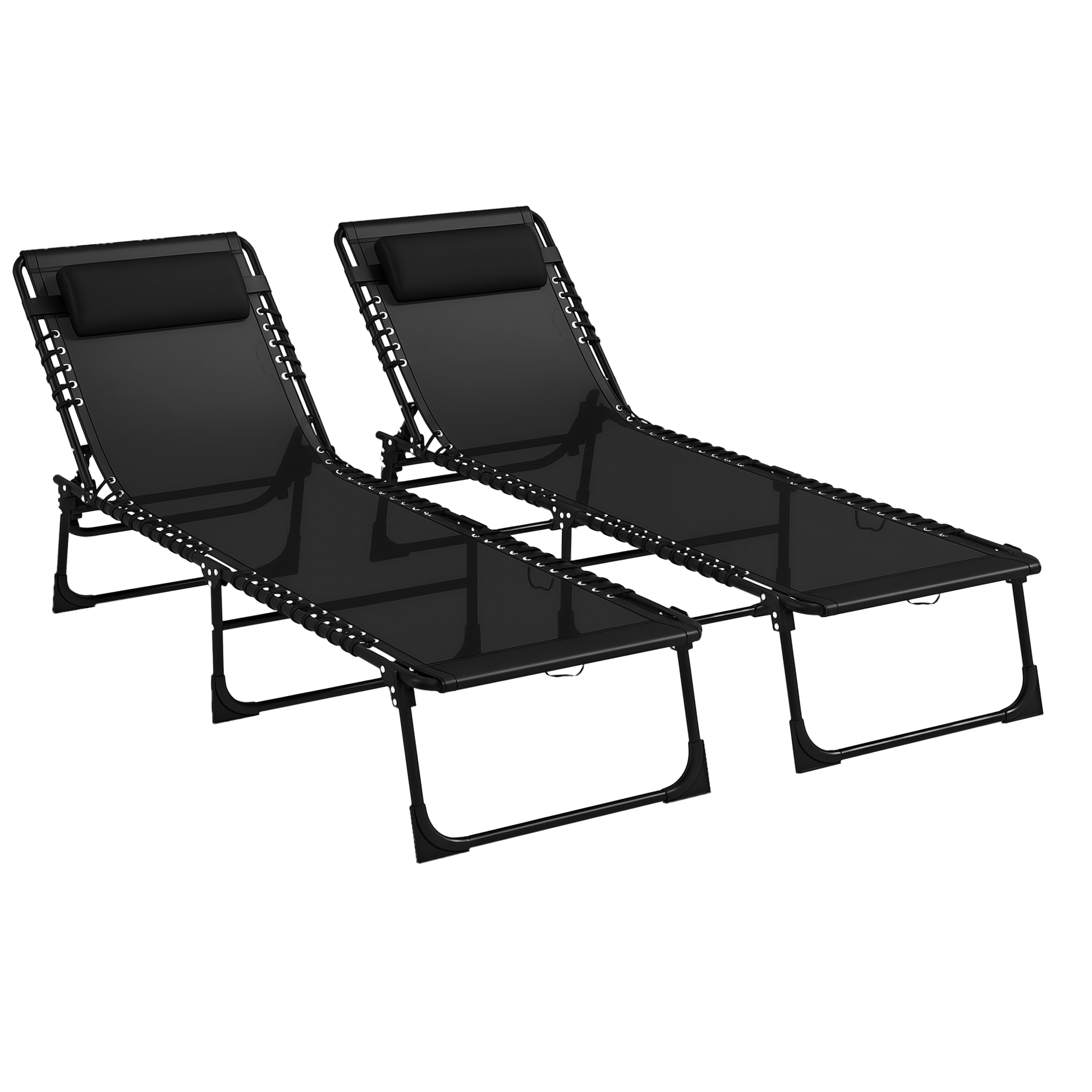 Set of Two Folding Sun Loungers, with Four-Position Backs - Cream (Drop Shipping Only, Not for Amazon)