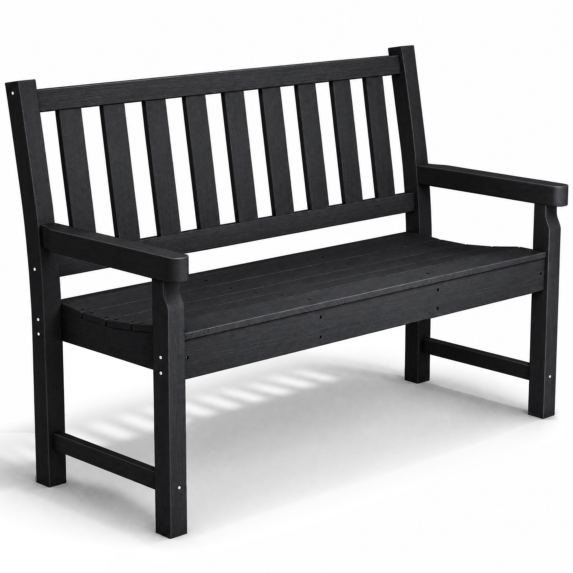 2-Person Garden Bench, HDPE Outdoor Bench with 530 lbs Capacity, Curved Seat for Backyard, Park, Porch, Lawn, Brown (Drop Shipping Only, Not for Amazon)