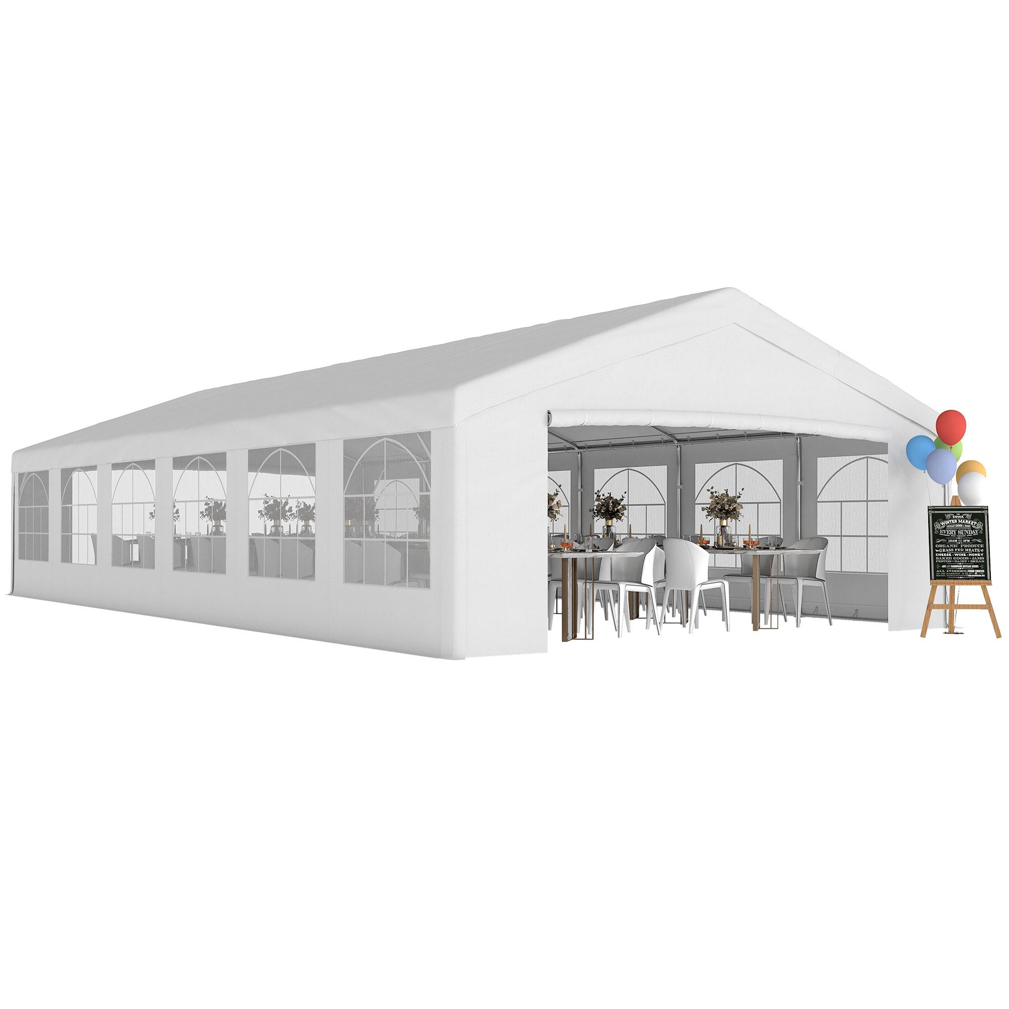 20 x 40 ft Heavy Duty Party Tent Outdoor Gazebo Wedding Tent Event Shelter Carport BBQ with Removable Sidewalls & Windows, Outside Waterproof Canopy for Parties, White (Drop Shipping Only, Not for Amazon)