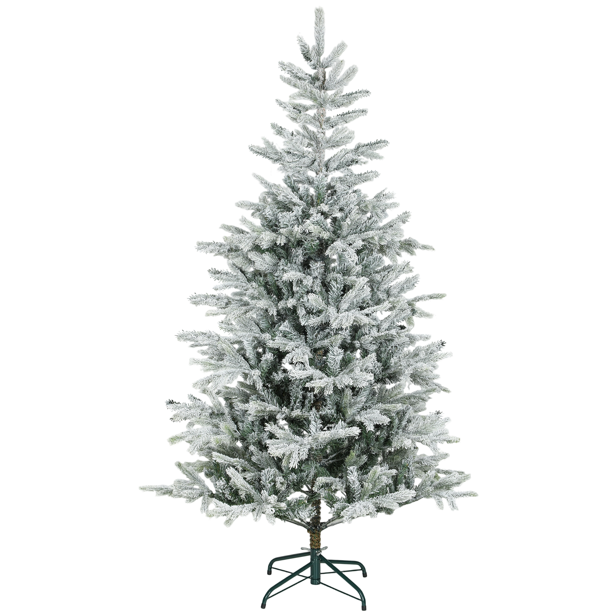 6 ft Artificial Frosted Christmas Tree with Realistic Branches, Wide Full Spruce, Hinged Xmas Tree, Easy Assembly (Drop Shipping Only, Not for Amazon)