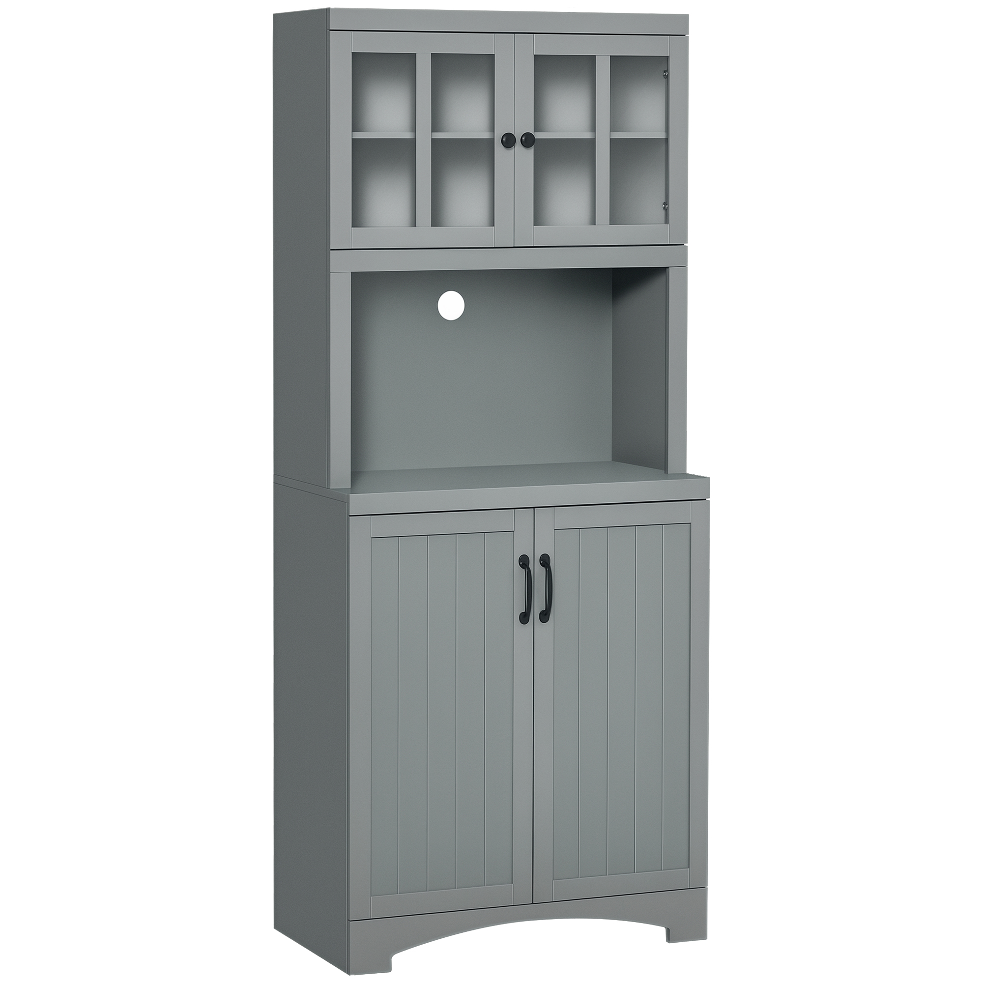 Storage Cabinet with Adjustable Shelves and Microwave Space, 70