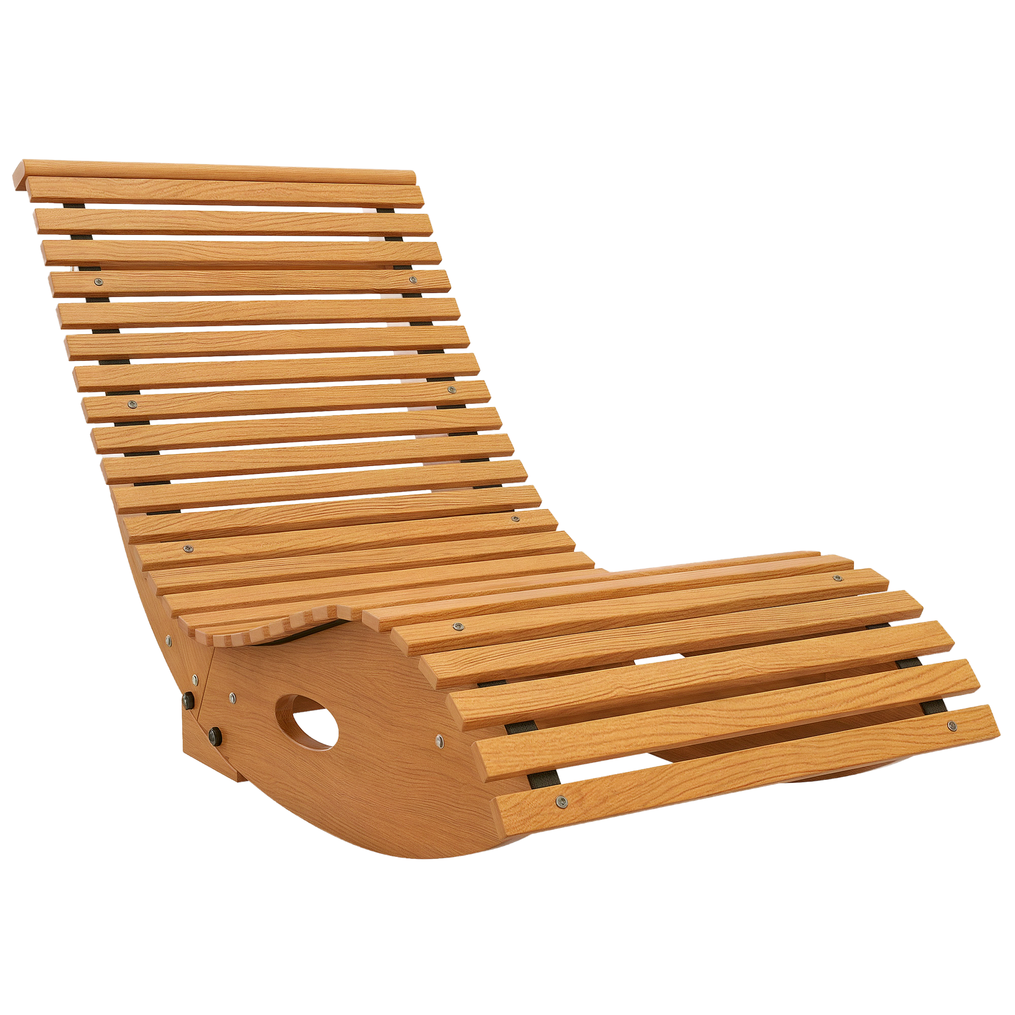 Outdoor Rocking Chair w/ Slatted Seat, Wooden Rocking Chair, 51.25