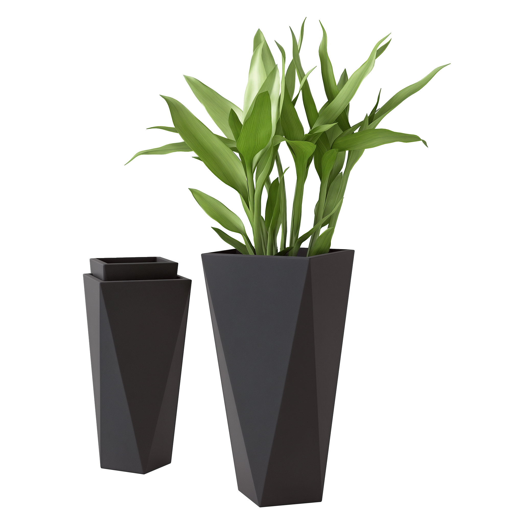Indoor Outdoor Planters Set of 3 MgO Tall Planters Stackable Flower Pots with Drainage Holes for Garden, Balcony, Black (Drop Shipping Only, Not for Amazon)