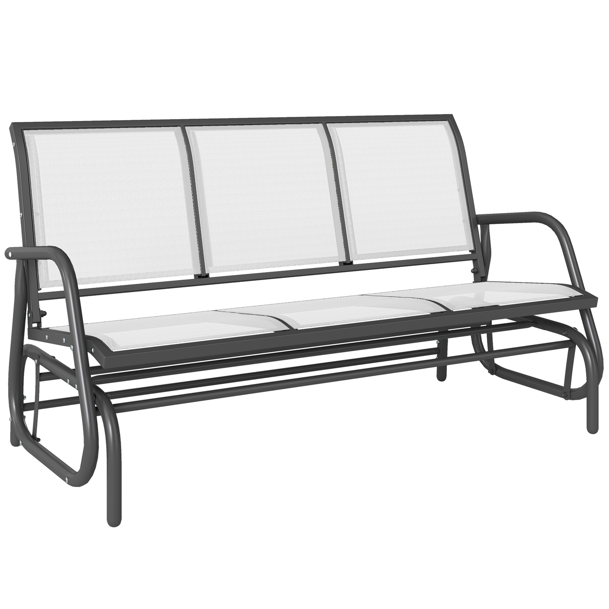 3-Person Outdoor Patio Glider Bench, Porch Glider Swing with 3 Seats, Breathable Mesh Fabric, Metal Frame, Brown (Drop Shipping Only, Not for Amazon)