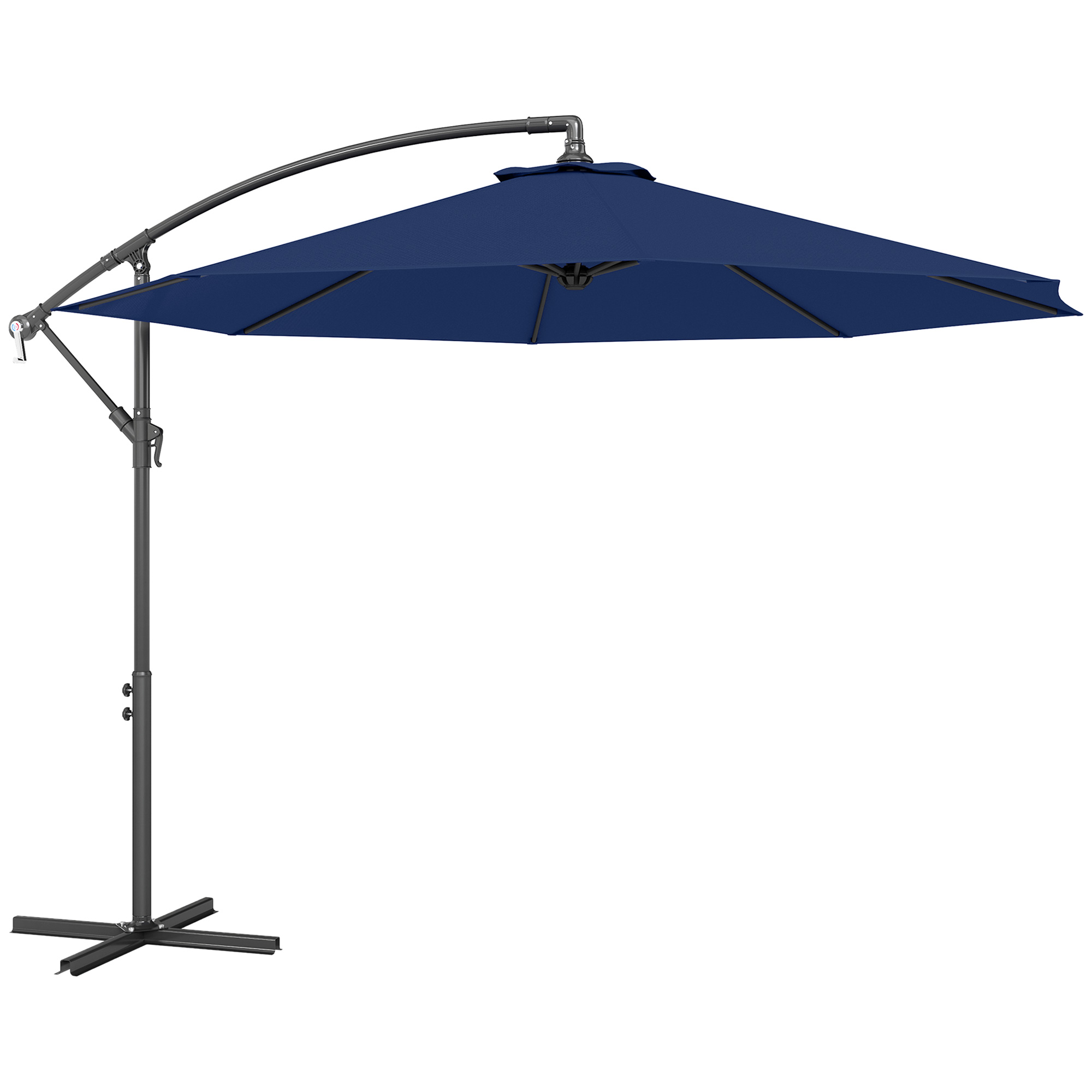 10' Cantilever Tilt Offset Patio Umbrella w/ UV & Water Safe Material & Cross Base (Weight Not Included), Navy Blue (Drop Shipping Only, Not for Amazon)