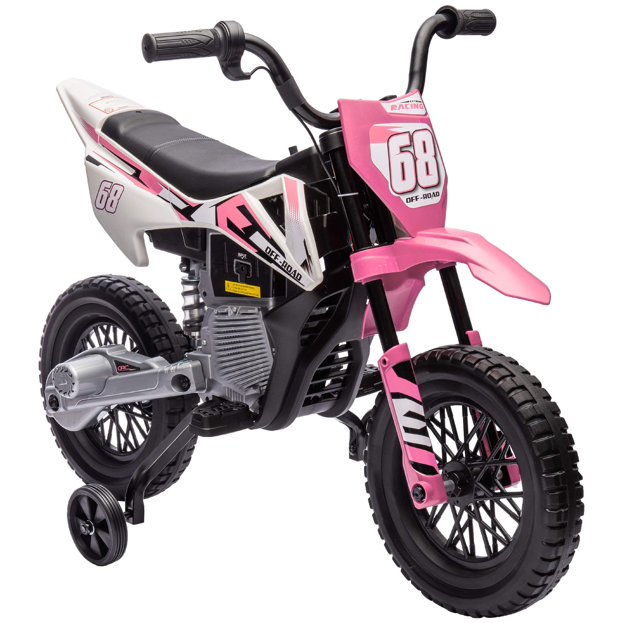 12V Kids Electric Motorcycle w/ Twist Grip Throttle, Training Wheels, Rear Suspension & Music, Blue (Drop Shipping Only, Not for Amazon)