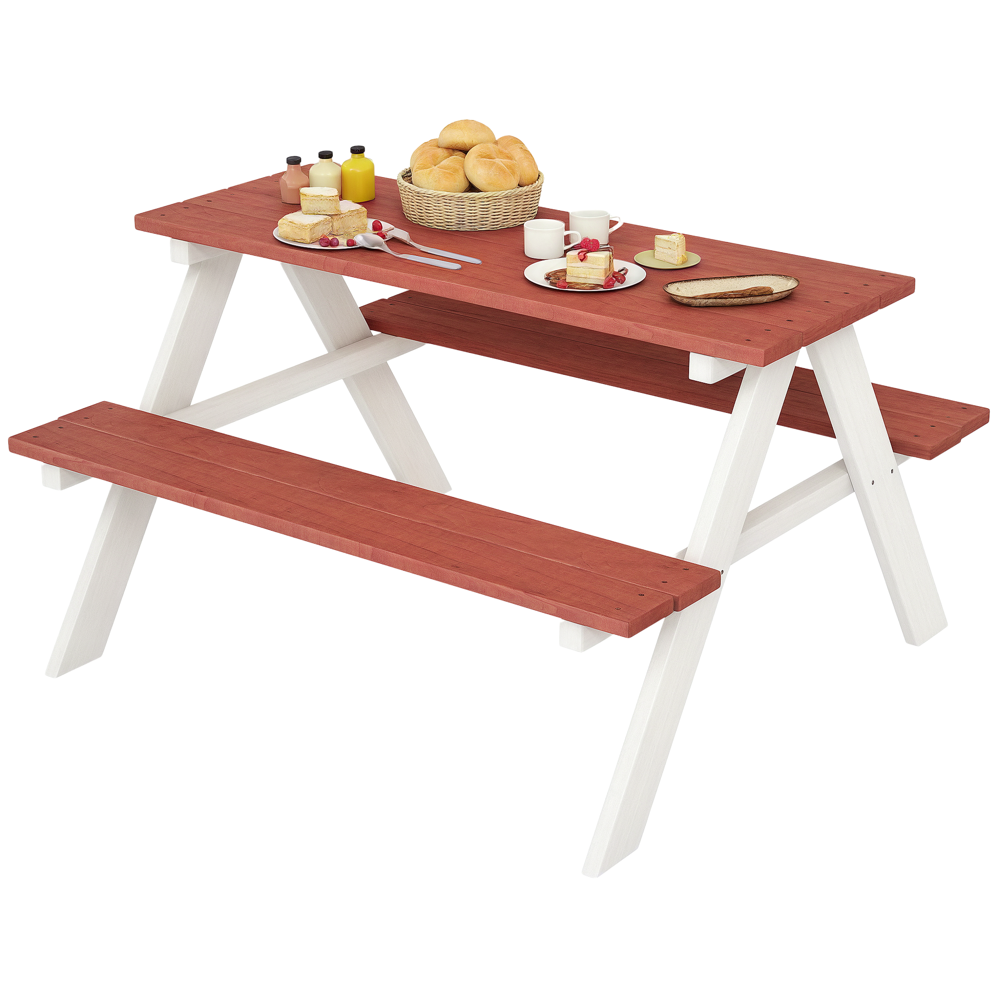 Kids Picnic Table, Wooden Table and Bench Set, Kids Garden Furniture for Patio Aged 3-8 Years Old, Brown (Drop Shipping Only, Not for Amazon)