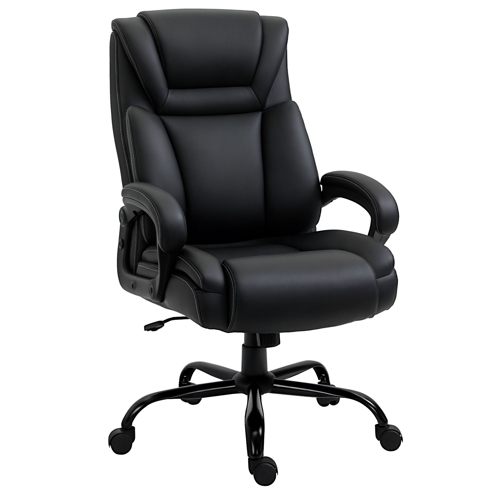 Big and Tall 400lbs Executive Office Chair with Wide Seat, Computer Desk Chair with High Back PU Leather Ergonomic Upholstery, Adjustable Height and Swivel Wheels, Black (Drop Shipping Only, Not for Amazon)