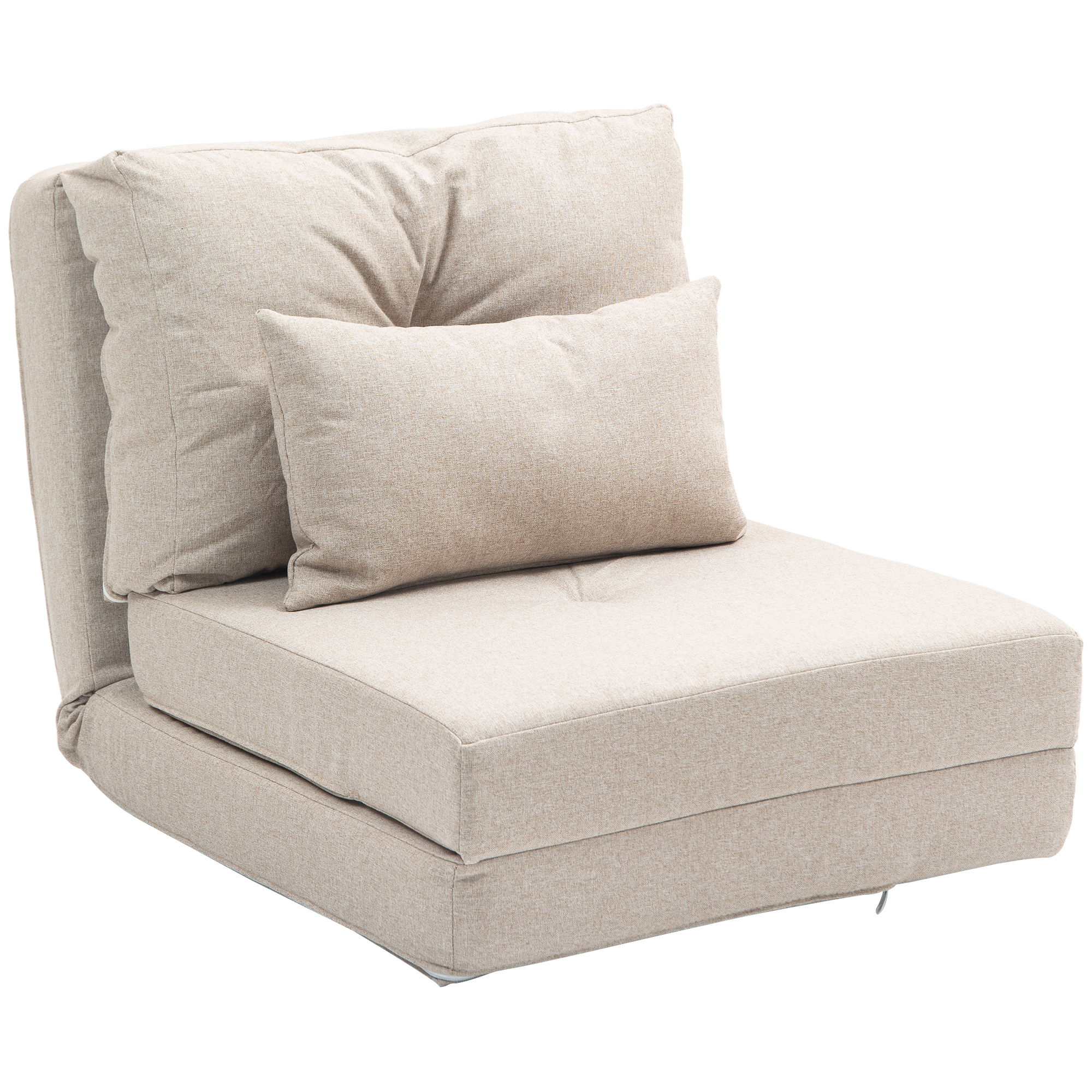 Floor Chair, Convertible Floor Sofa Bed, Folding Upholstered Couch Bed with Adjustable Backrest, Beige (Drop Shipping Only, Not for Amazon)