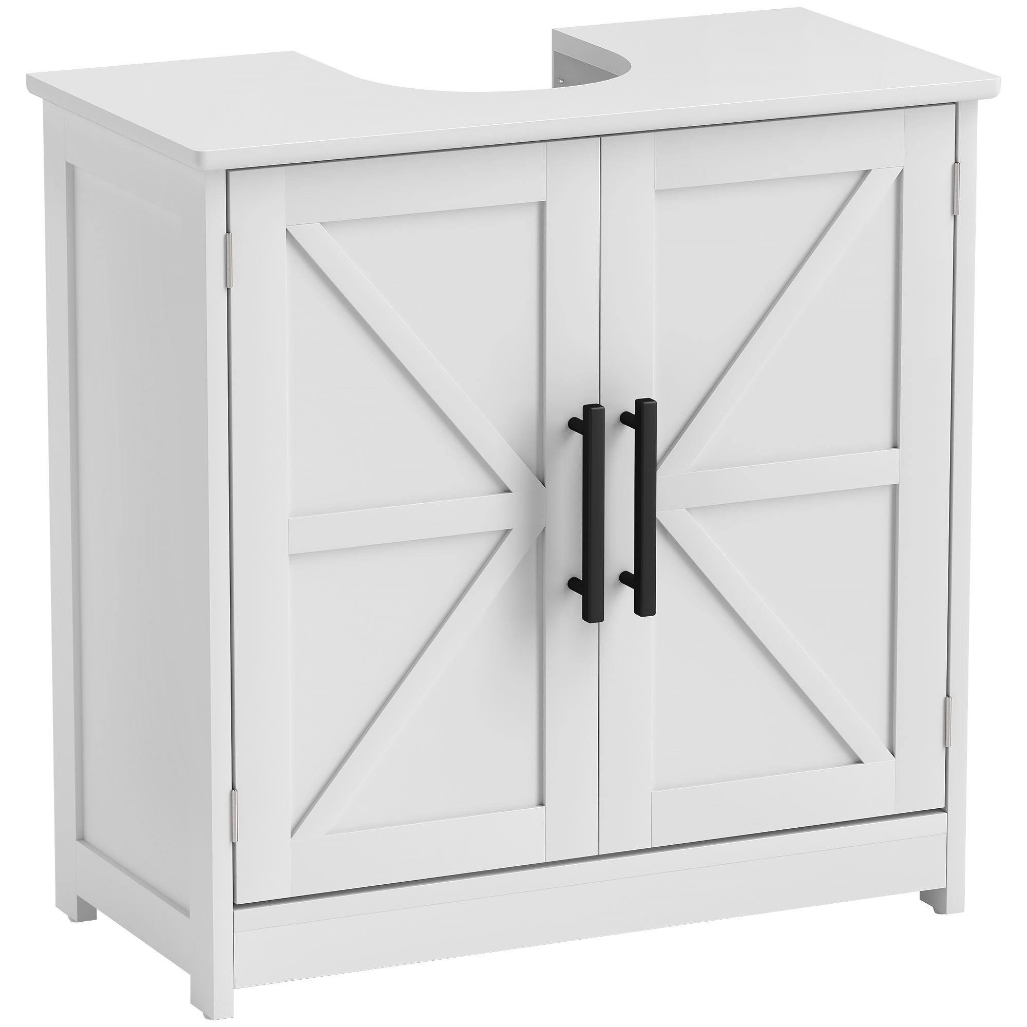 Farmhouse Pedestal Sink Storage Cabinet, Bathroom Sink Cabinet with 2 Barn Doors and Adjustable Shelf, Light Gray (Drop Shipping Only, Not for Amazon)
