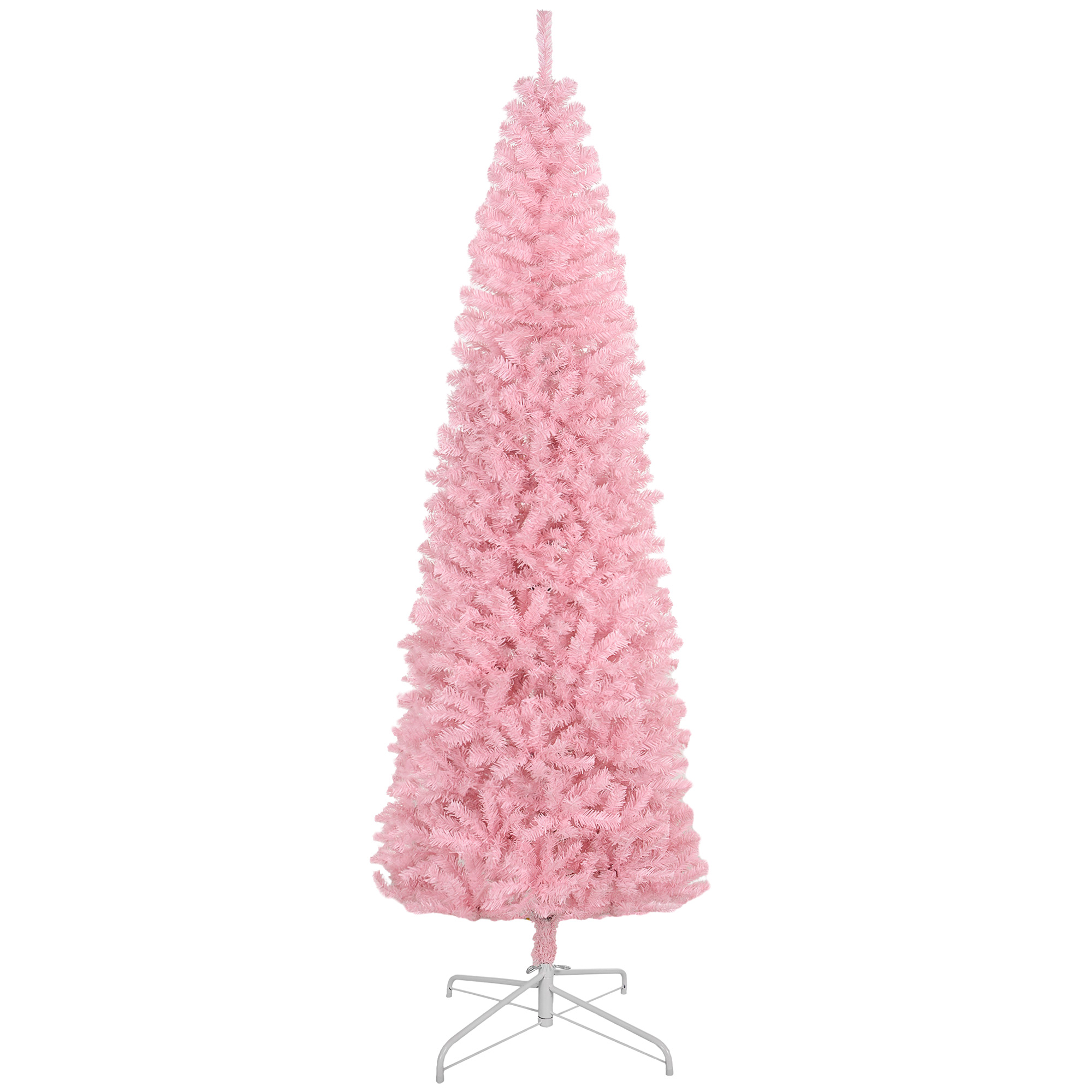 8' Artificial Christmas Tree Douglas Fir Pencil Christmas Tree with 1168 Realistic Branch Tips, Pink (Drop Shipping Only, Not for Amazon)