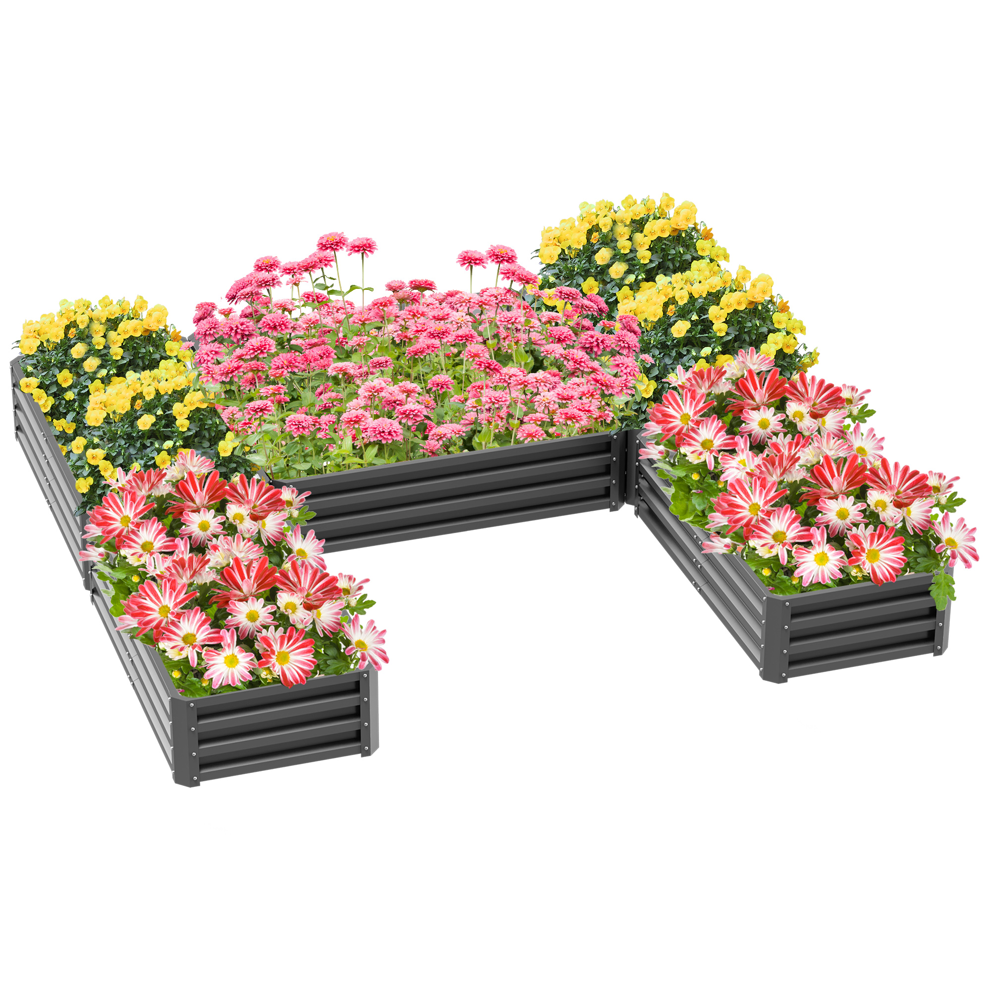 Steel Raised Garden Bed, Set of 5 Large Box Planters for Outdoor Plants Vegetables Flowers Herbs, 8x8x1ft, Green (Drop Shipping Only, Not for Amazon)