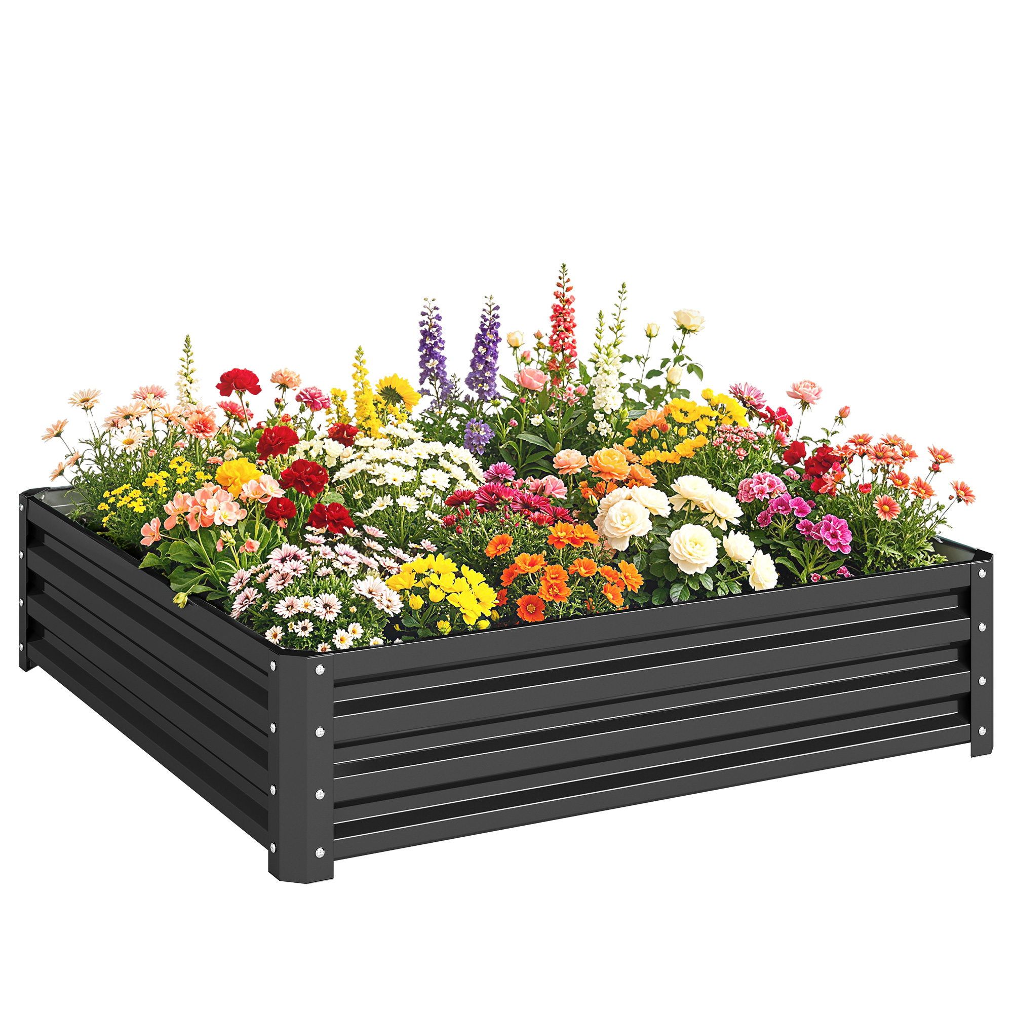 Galvanized Raised Garden Bed, 4' x 4' x 1' Metal Planter Box, for Growing Vegetables, Flowers, Herbs, Succulents, Gray (Drop Shipping Only, Not for Amazon)
