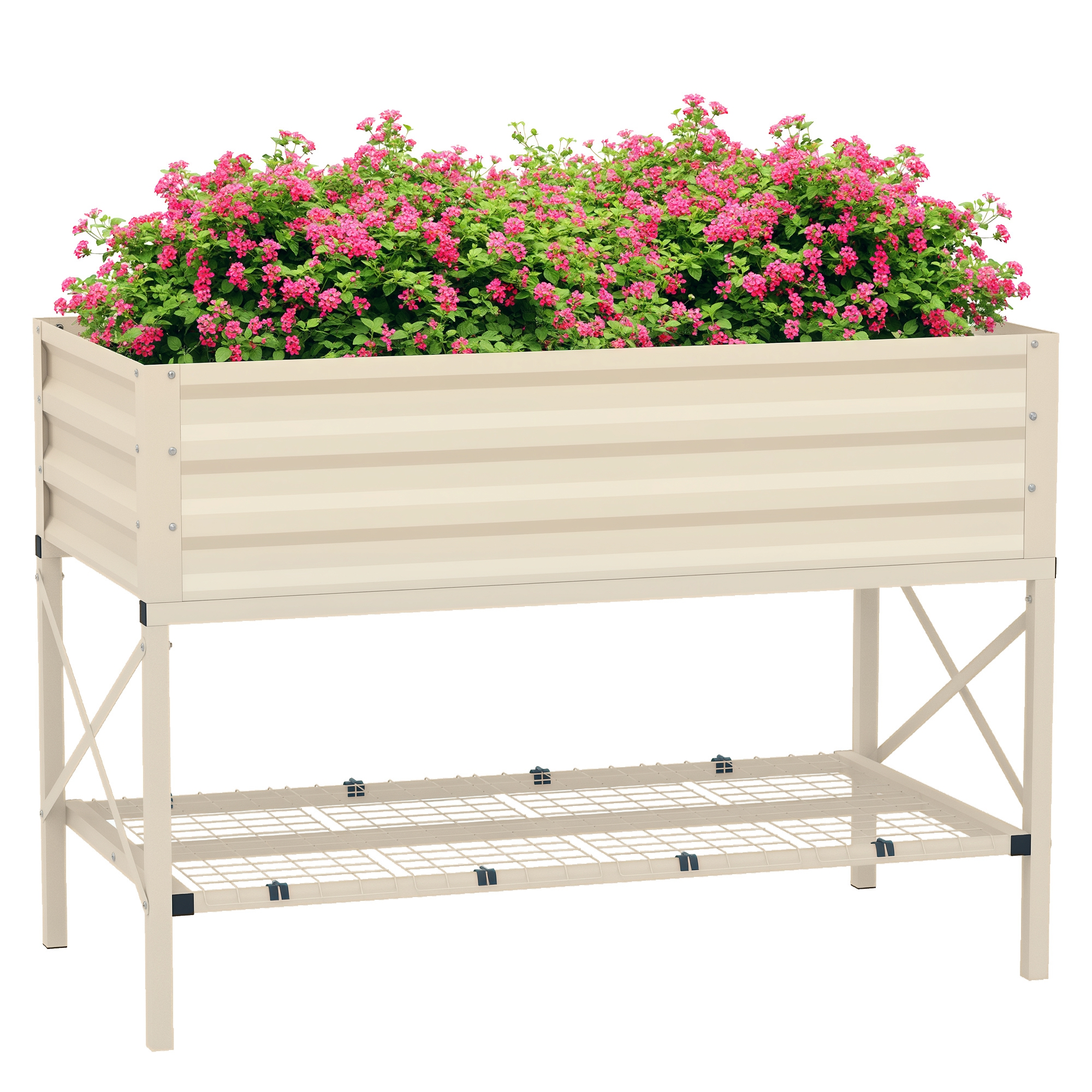 Galvanized Raised Garden Bed, Metal Planter Box with Legs, Storage Shelf and Bed Liner, Green (Drop Shipping Only, Not for Amazon)