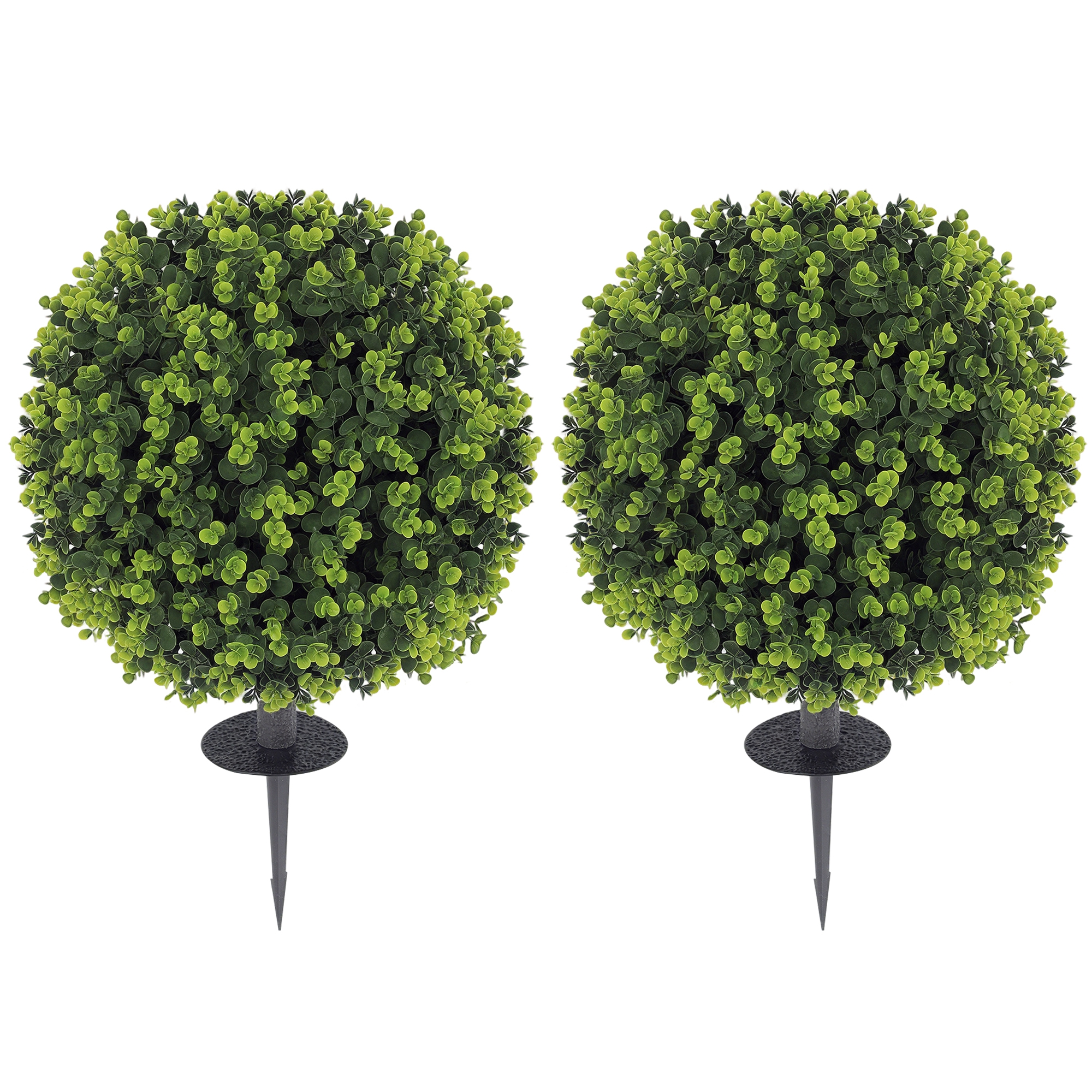2 Pack 1.3ft Artificial Ball Eucalyptus Topiary with Ground Stake, UV Resistant Faux Greenery for Indoor Outdoor (Drop Shipping Only, Not for Amazon)