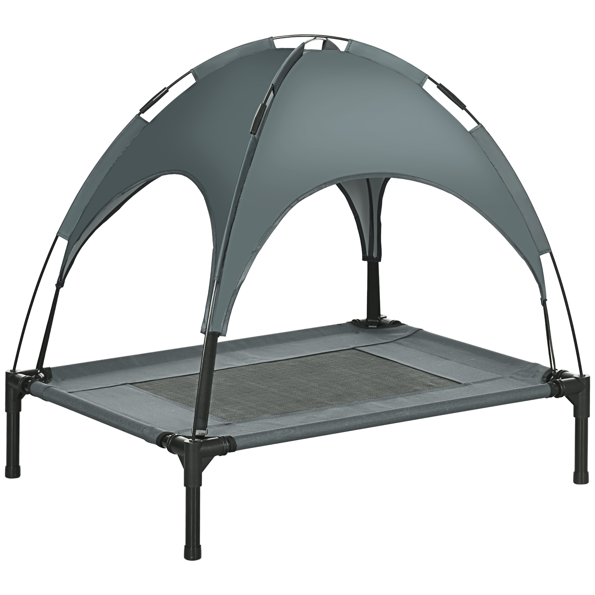 Elevated Dog Bed with Removable Canopy, Outdoor Dog Cot with UV Protection Canopy Shade, 30 inch Pet Bed for Camping, Gray (Drop Shipping Only, Not for Amazon)