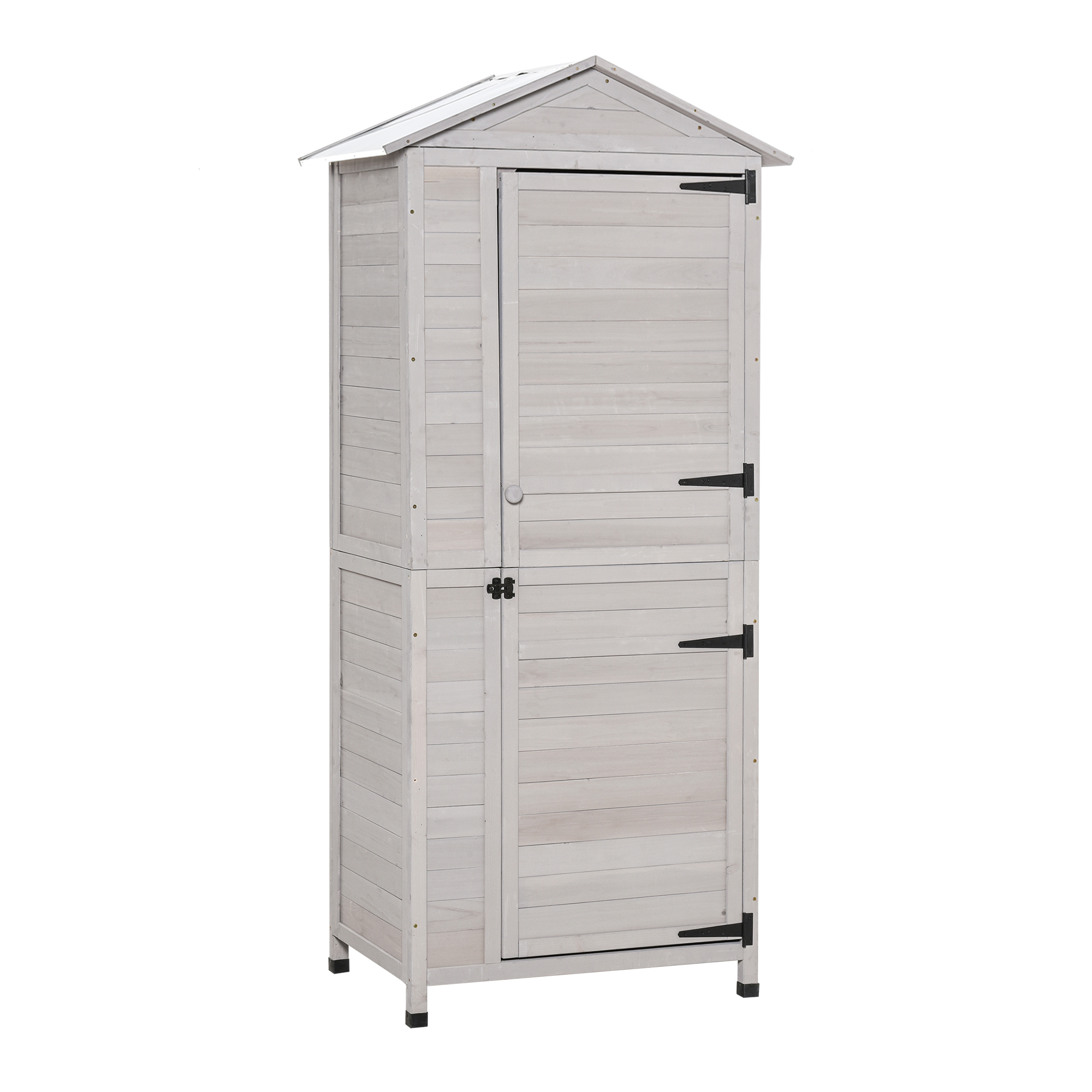Wooden Garden Cabinet 4-Tier Storage Shed Lockable Organizer w/ Foot Pad Handle (Drop Shipping Only, Not for Amazon)