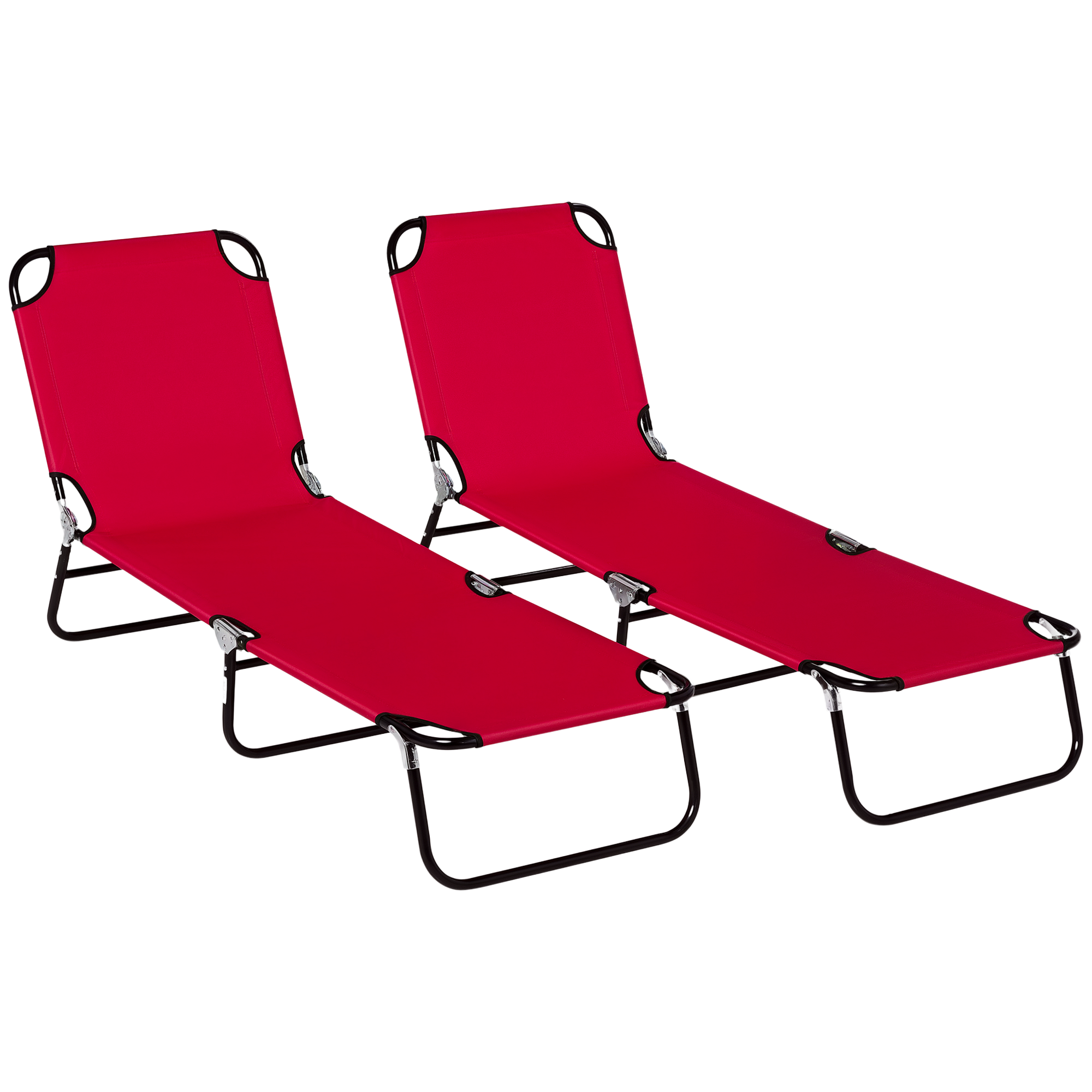 Set of Two Folding Sun Loungers - Red (Drop Shipping Only, Not for Amazon)