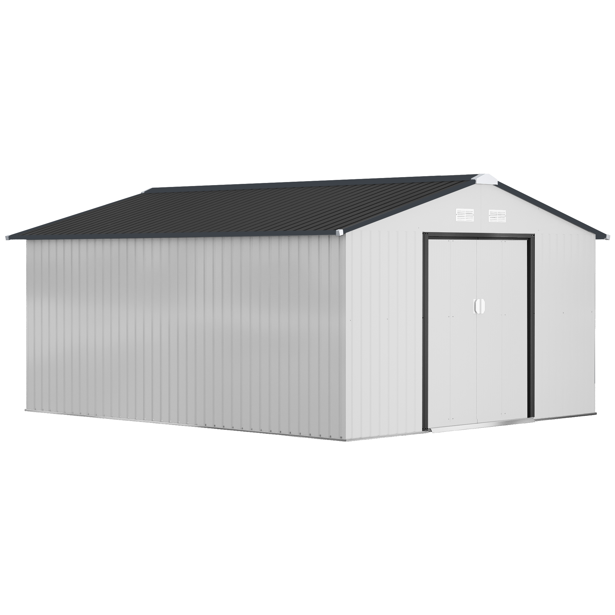 Garden Metal Shed, Storage Shed Utility Storage with Double Locking Doors for Bike, Yard Tools, White (Drop Shipping Only, Not for Amazon)