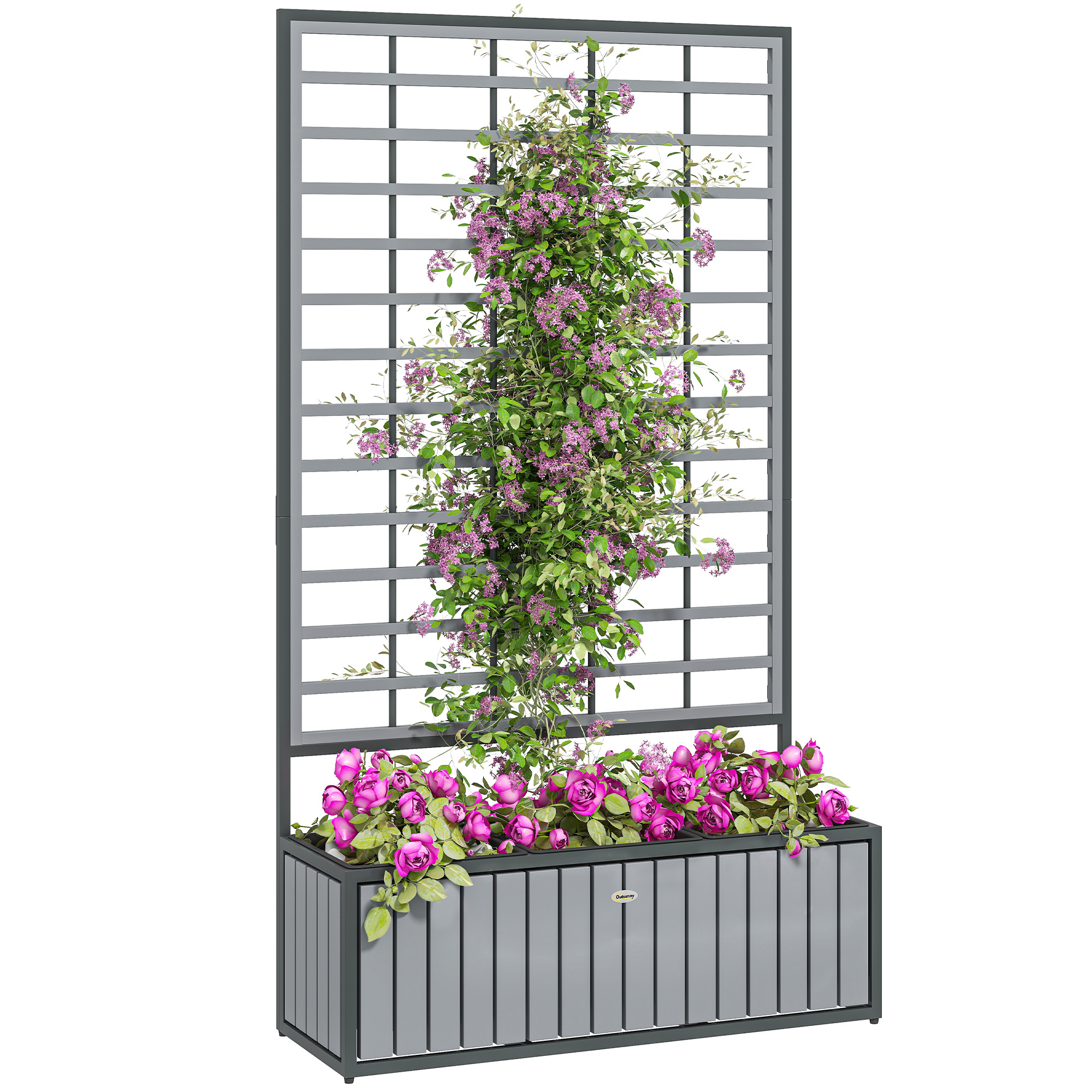 Wooden Raised Garden Bed with Trellis, Removable Pots, for Backyard, Patio, Balcony, 29