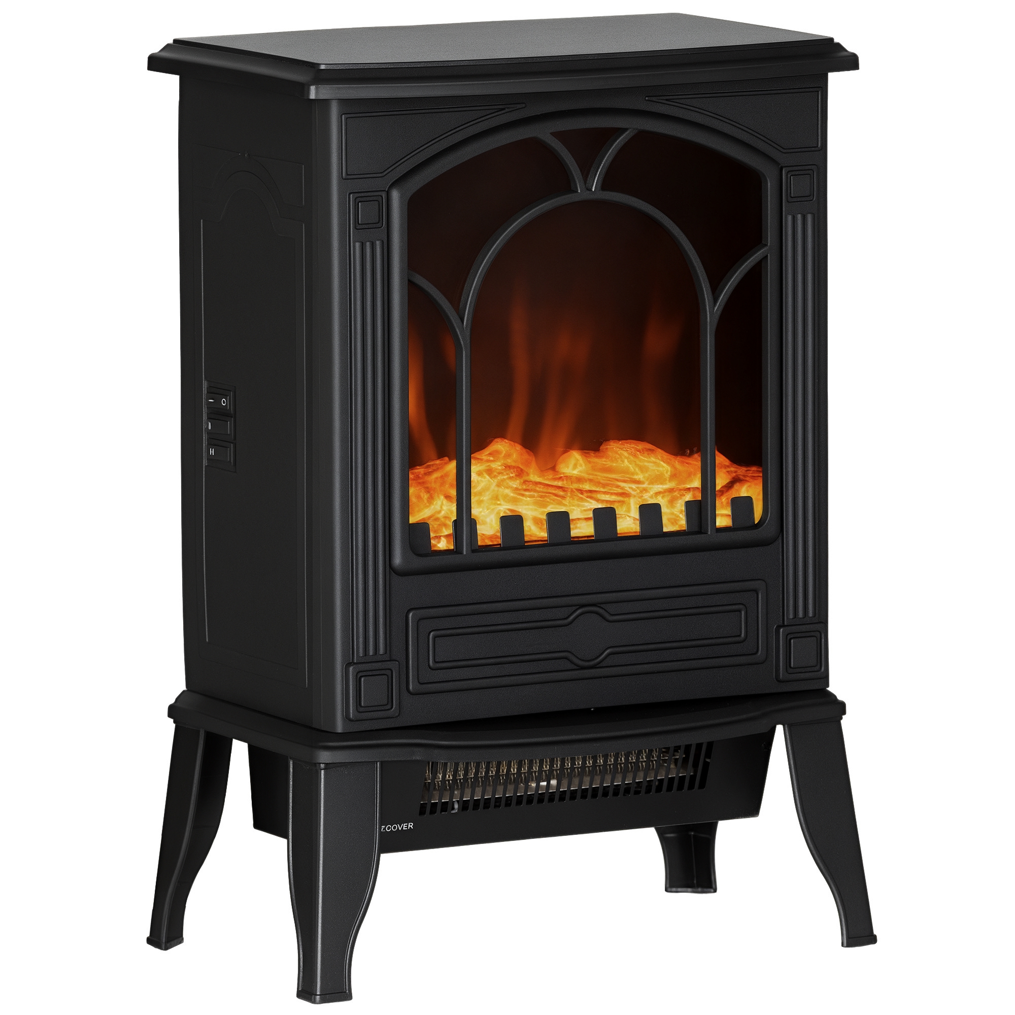 Electric Fireplace Heater, Freestanding Fireplace Stove with Realistic Flame Effect Overheat Protection 725W/1450W Black (Drop Shipping Only, Not for Amazon)
