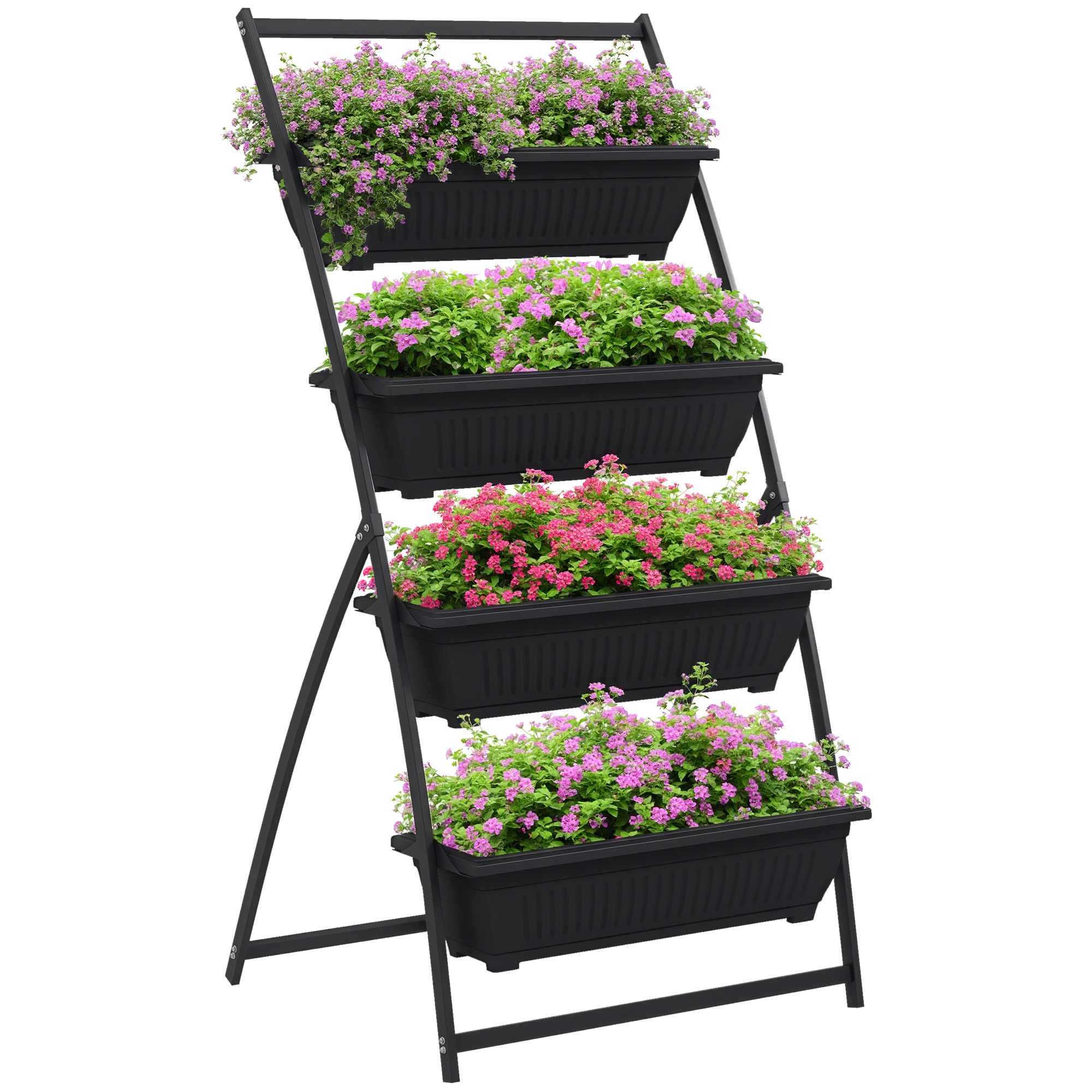 4-Tier Vertical Raised Garden Planter with 4 Boxes, Outdoor Plant Stand Grow Container for Vegetable & Flowers, Green (Drop Shipping Only, Not for Amazon)