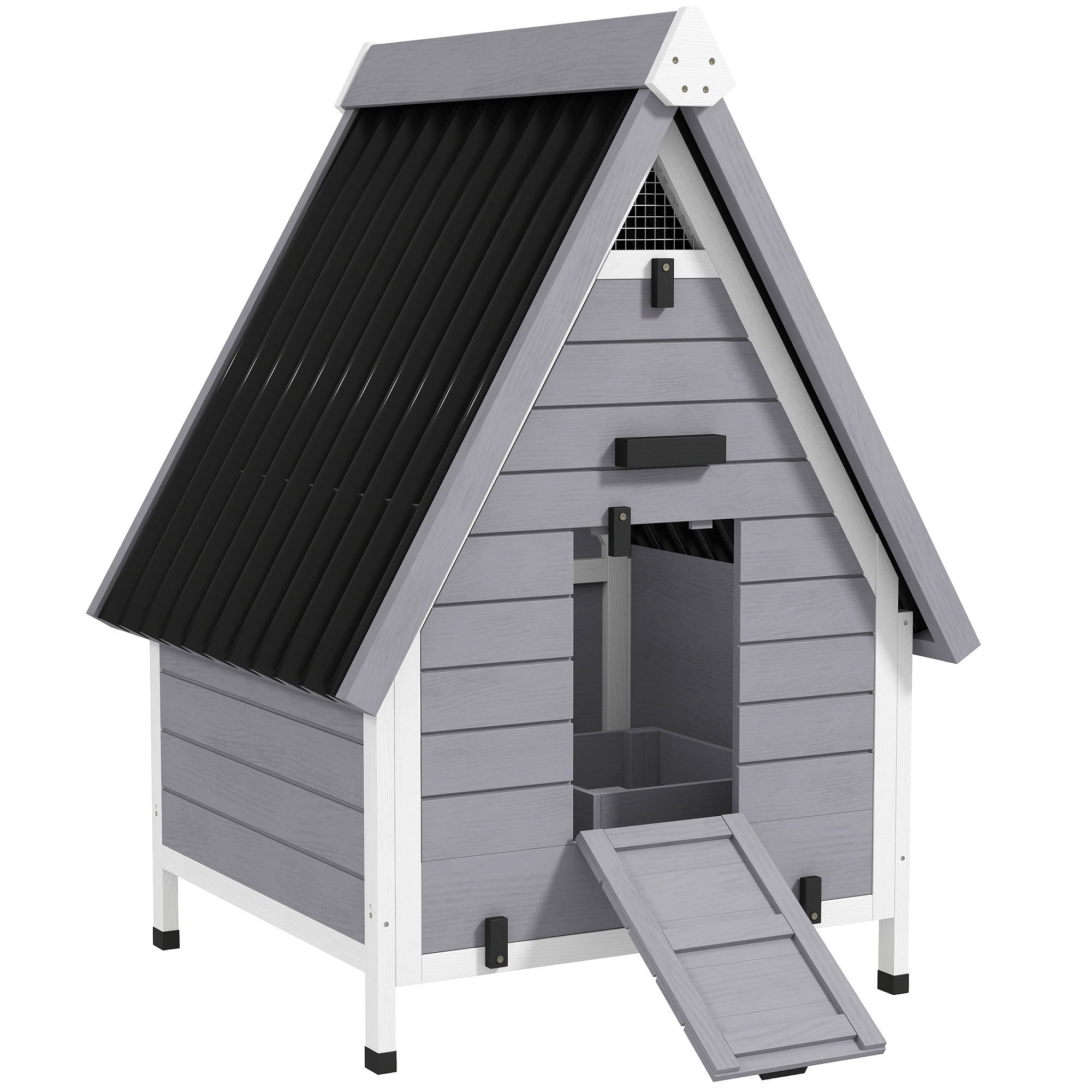 Chicken Coop for 2 Chickens, Outdoor Wooden Chicken House with Removable Nesting Box & Roosting Bar, Tray, Ramp (Drop Shipping Only, Not for Amazon)