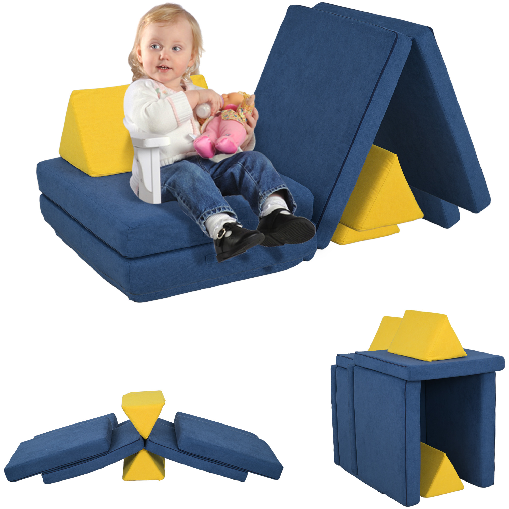 6 Pieces Foam Climbing Blocks for Toddlers with Washable Cover, Climb and Crawl, Blue (Drop Shipping Only, Not for Amazon)