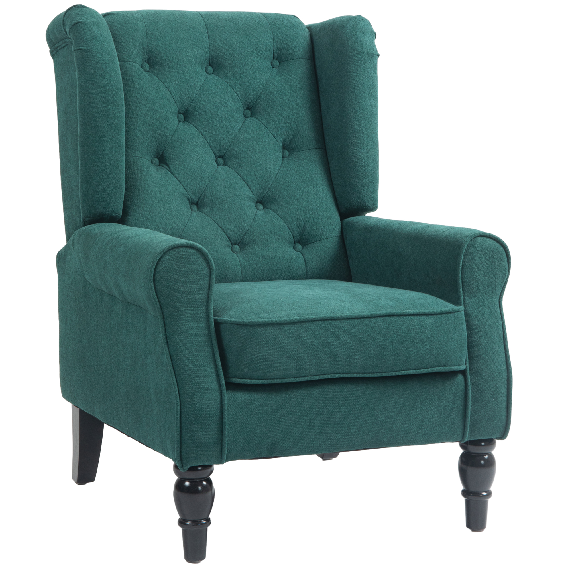 Wingback Accent Chair for Living Room, Button-Tufted Lounge Chair with Round Armrests and Wood Legs, Dark Gray (Drop Shipping Only, Not for Amazon)