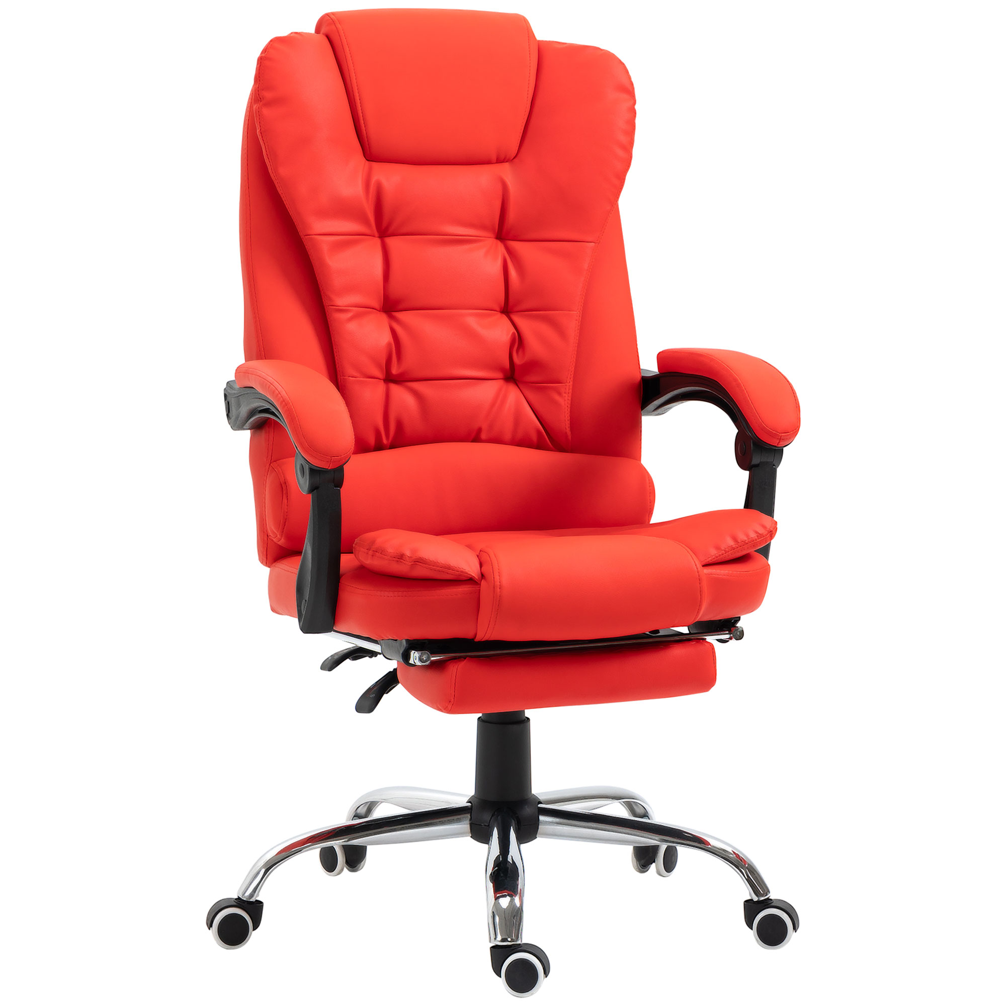 Executive Office Chair, High Back Reclining Computer Chair with Footrest and Armrest, Red (Drop Shipping Only, Not for Amazon)